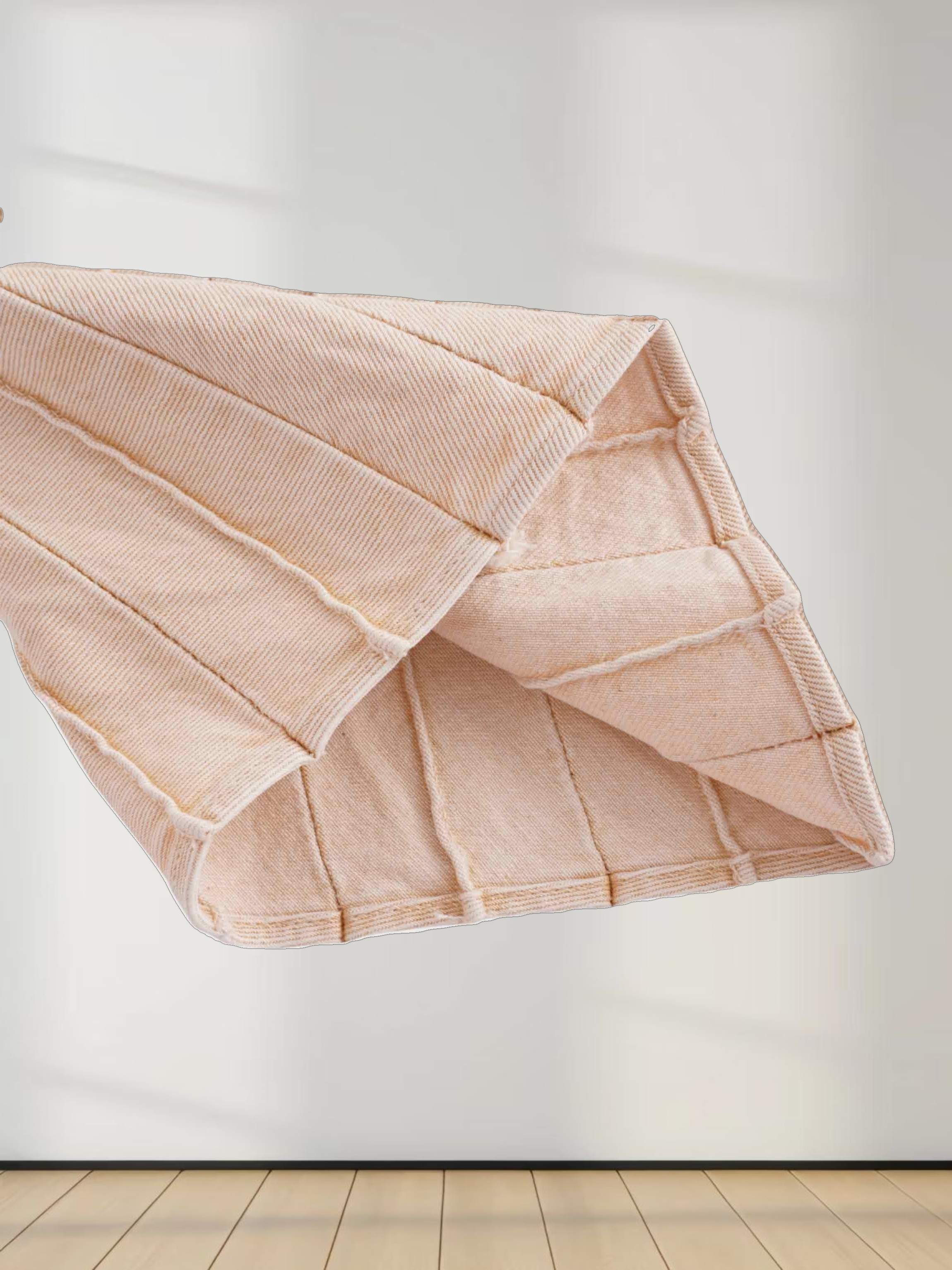 Stitched Micro Pleat Denim Skirt-Tan