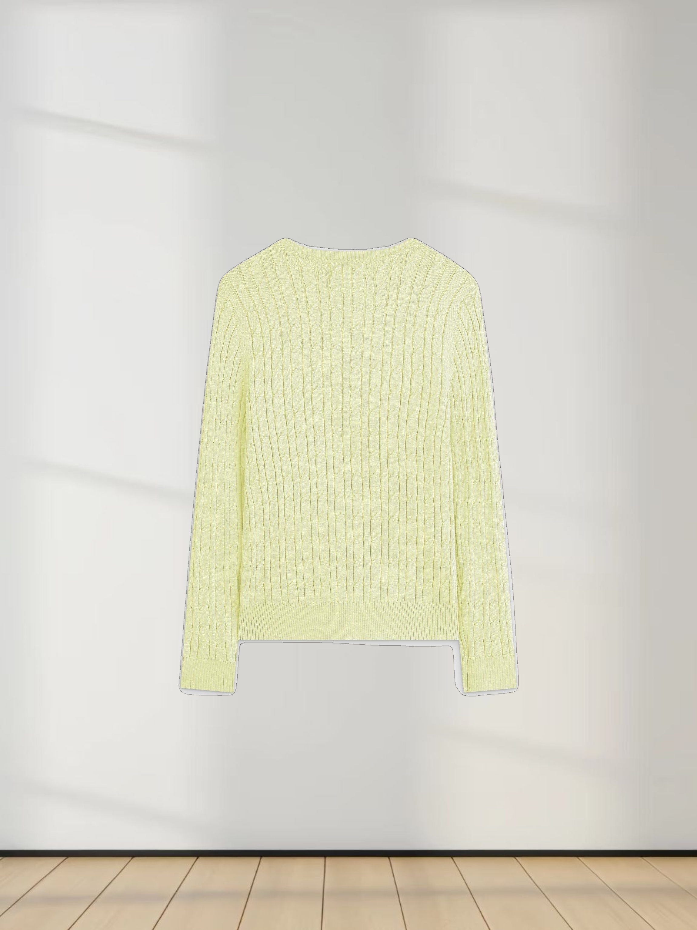 Knit Cable Sweater-Yellow