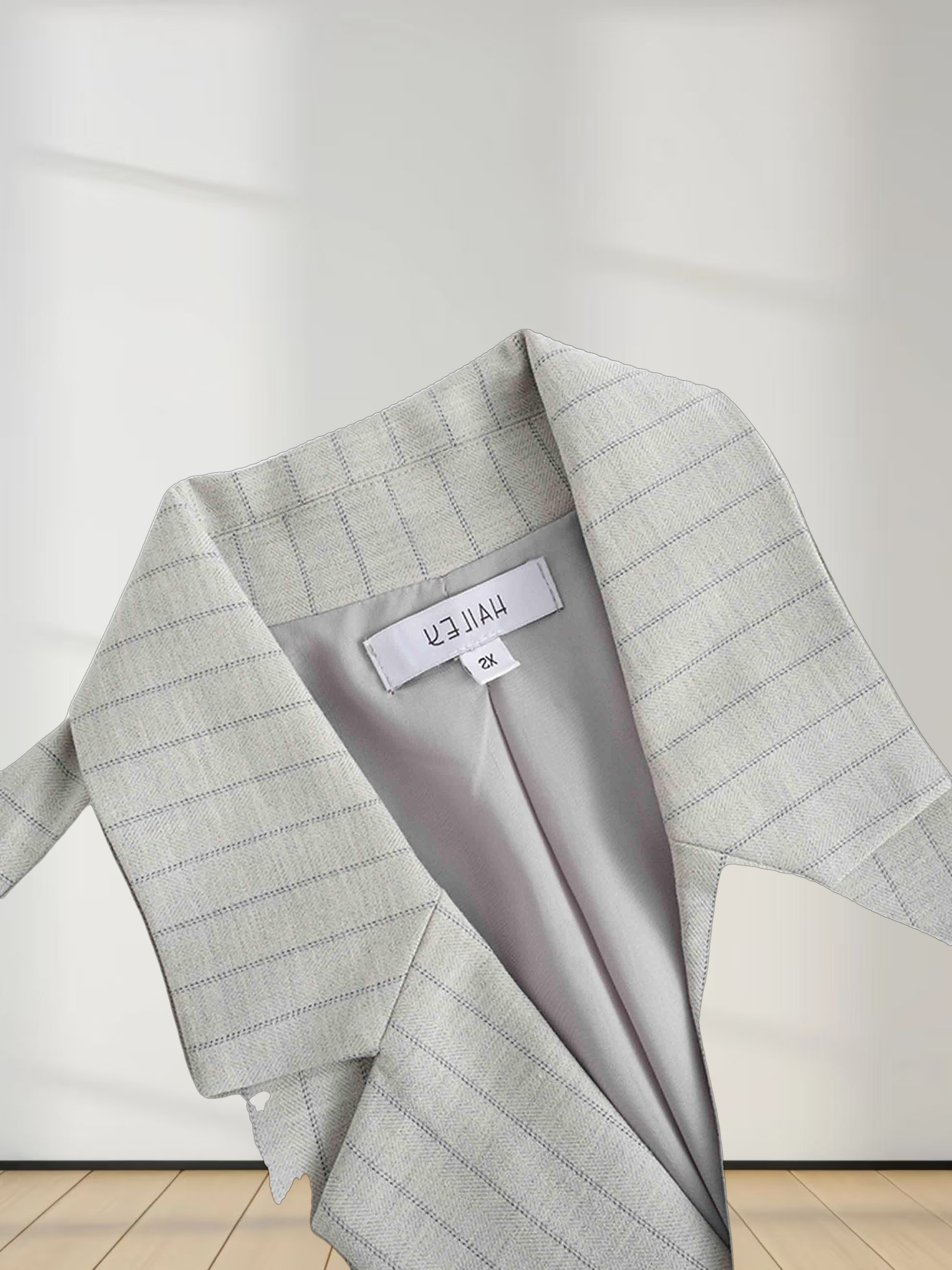 Double Breasted Pinstripe Cardigan-Heathered Grey