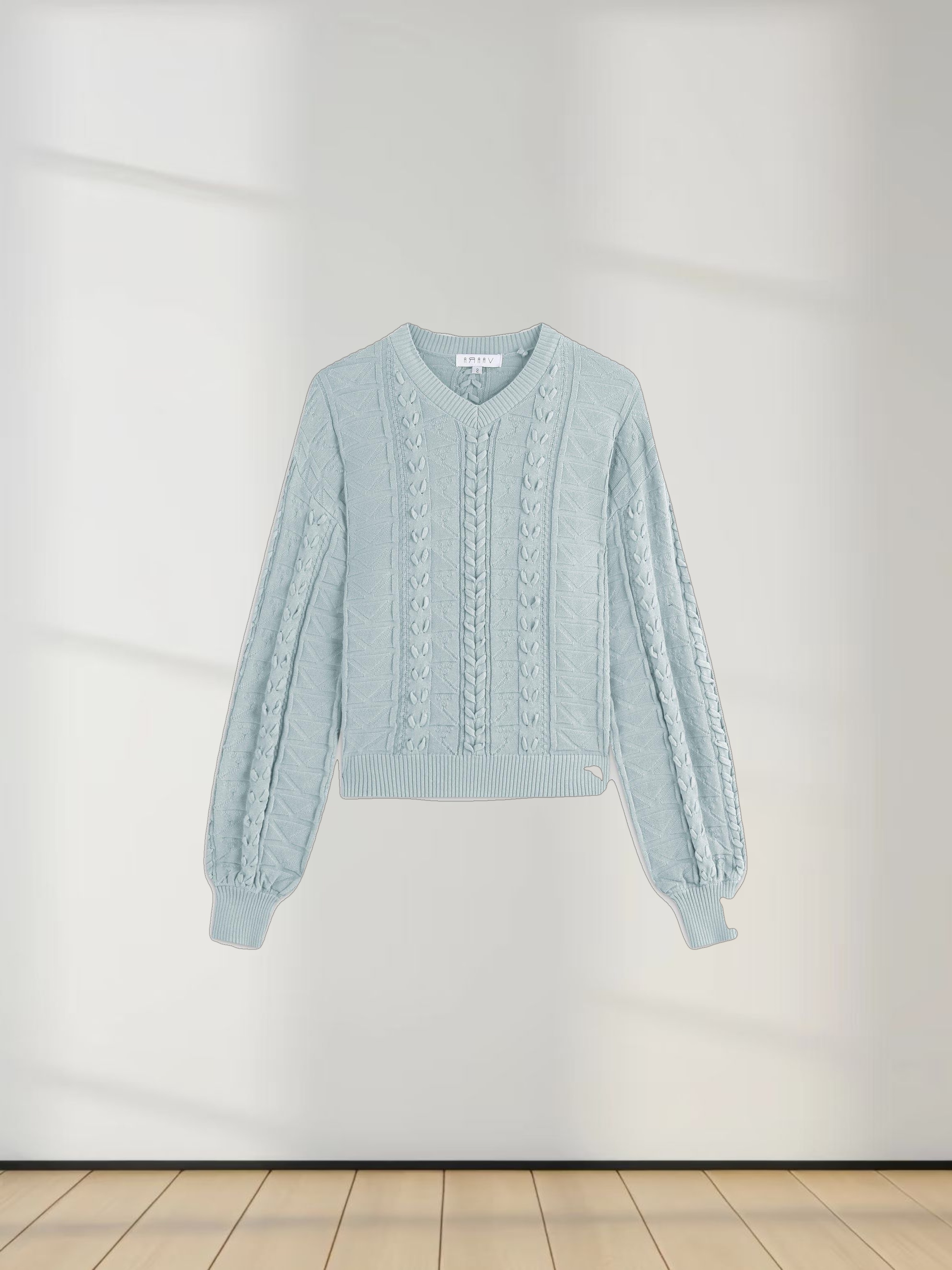 Cross Stitch Sweater-Heathered Blue