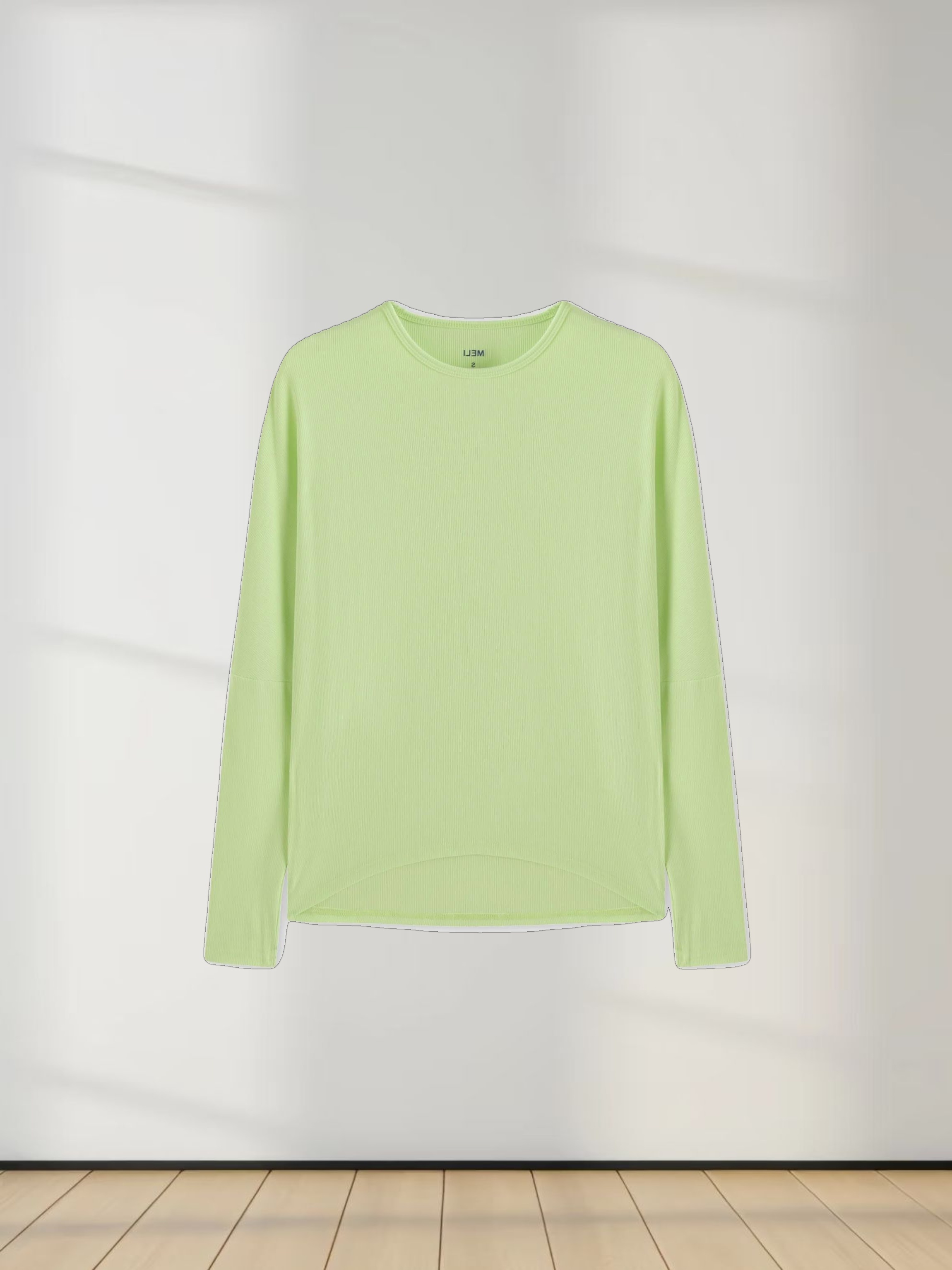 Crew Ribbed Dolman-Neon Green