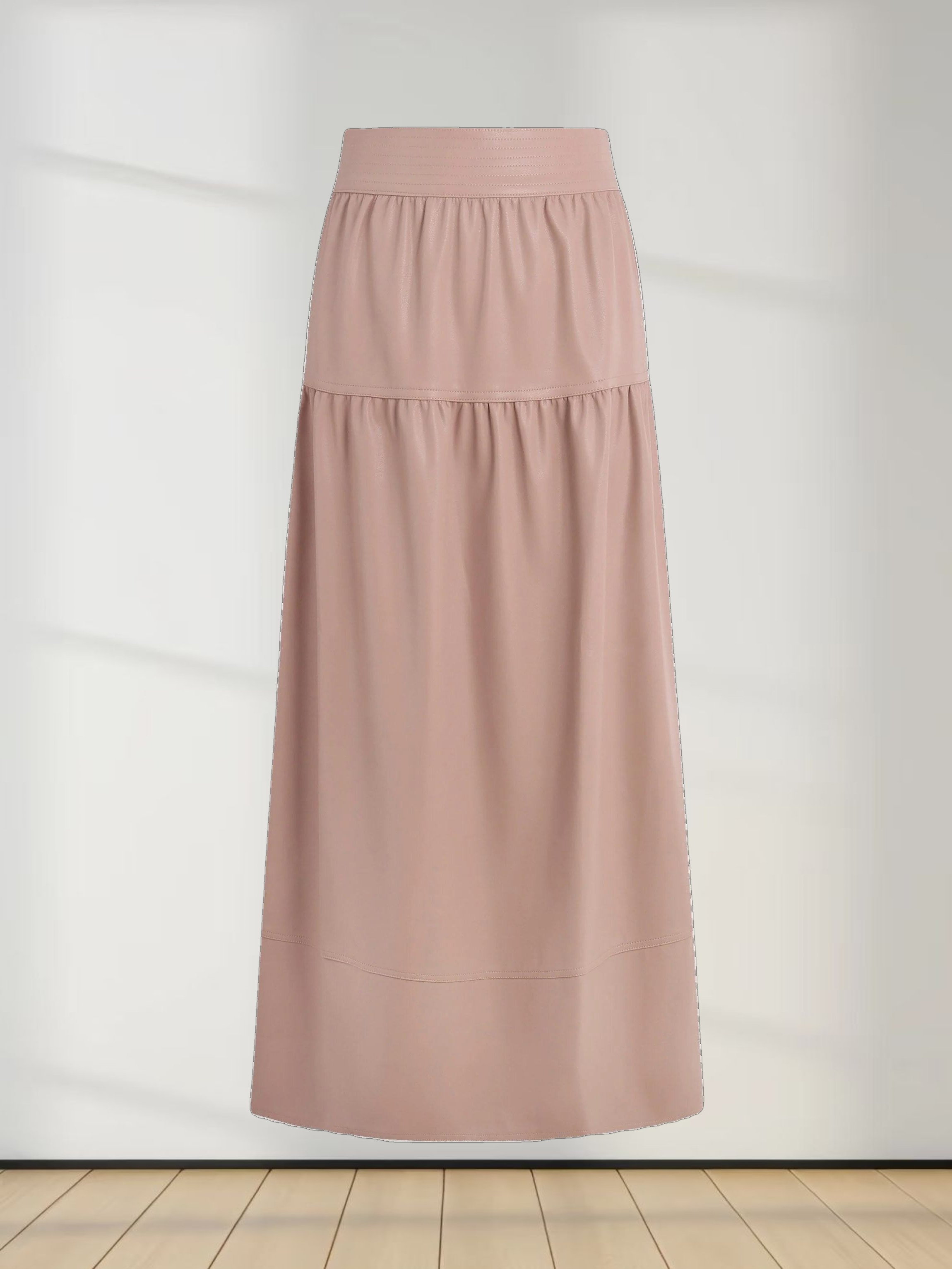 Drop Waist Leather Skirt-Mauve