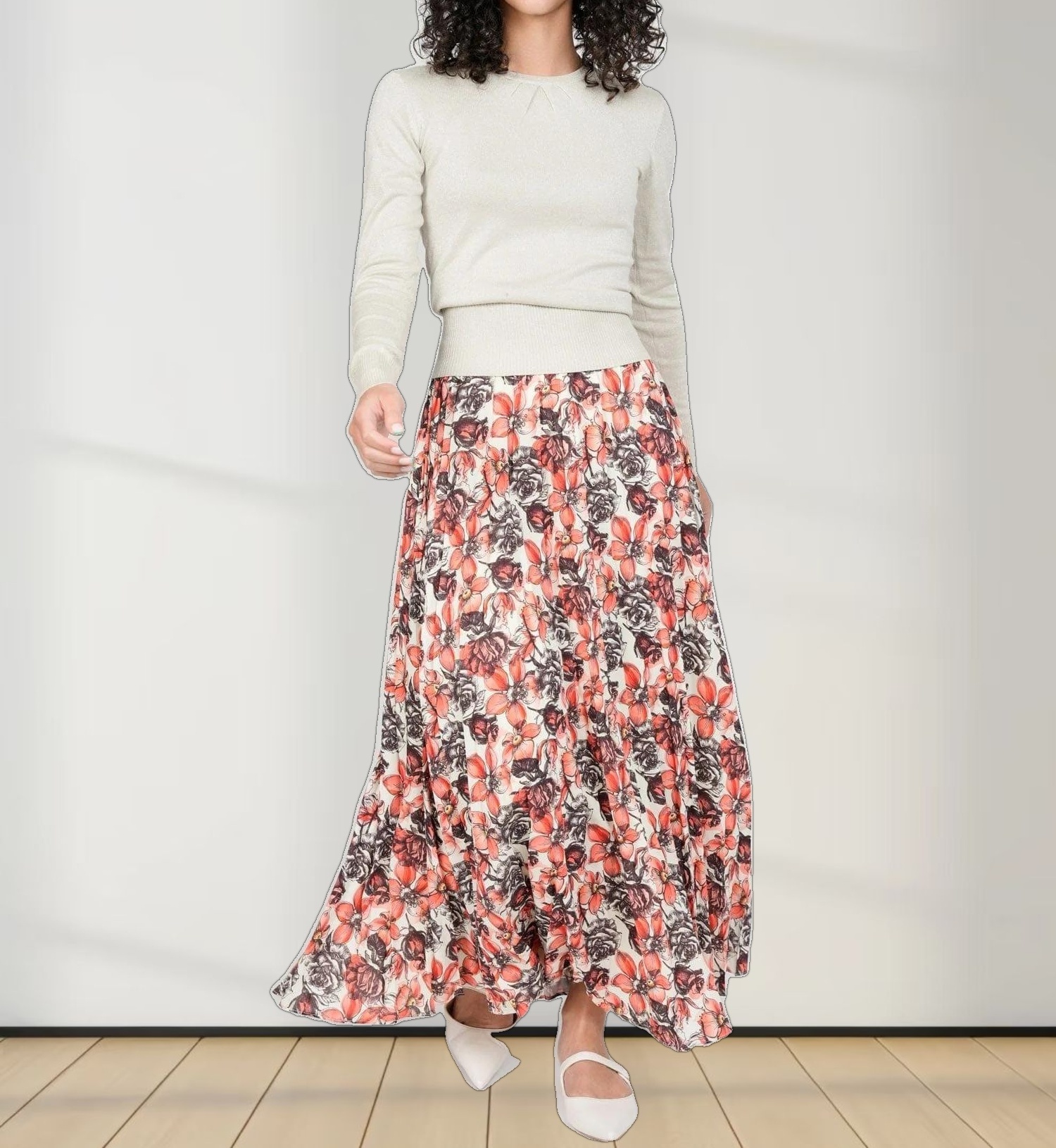 LUREX PLEAT NECK SWEATER-GOLD