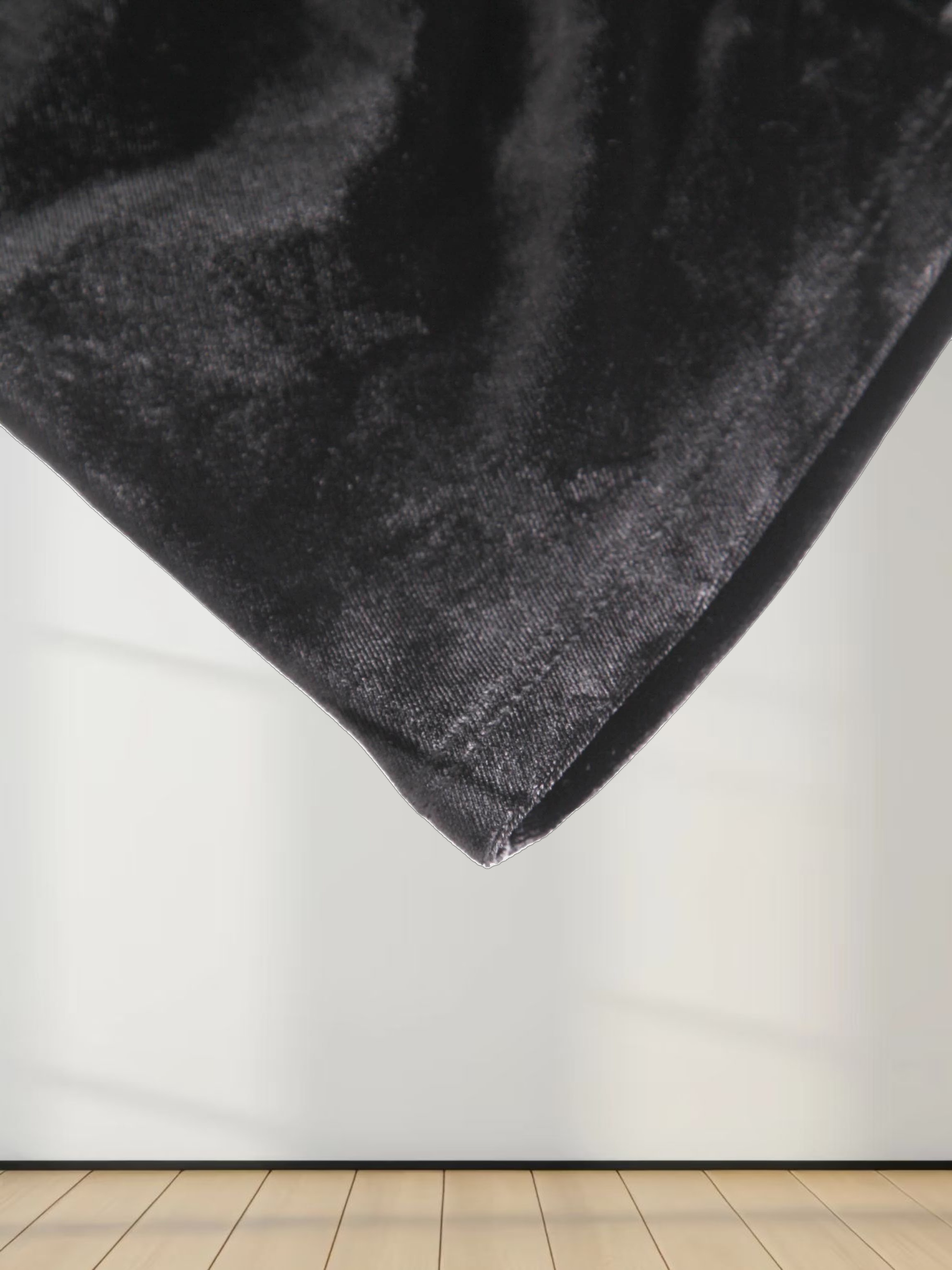 Side Ruched Velour Turtleneck-Black