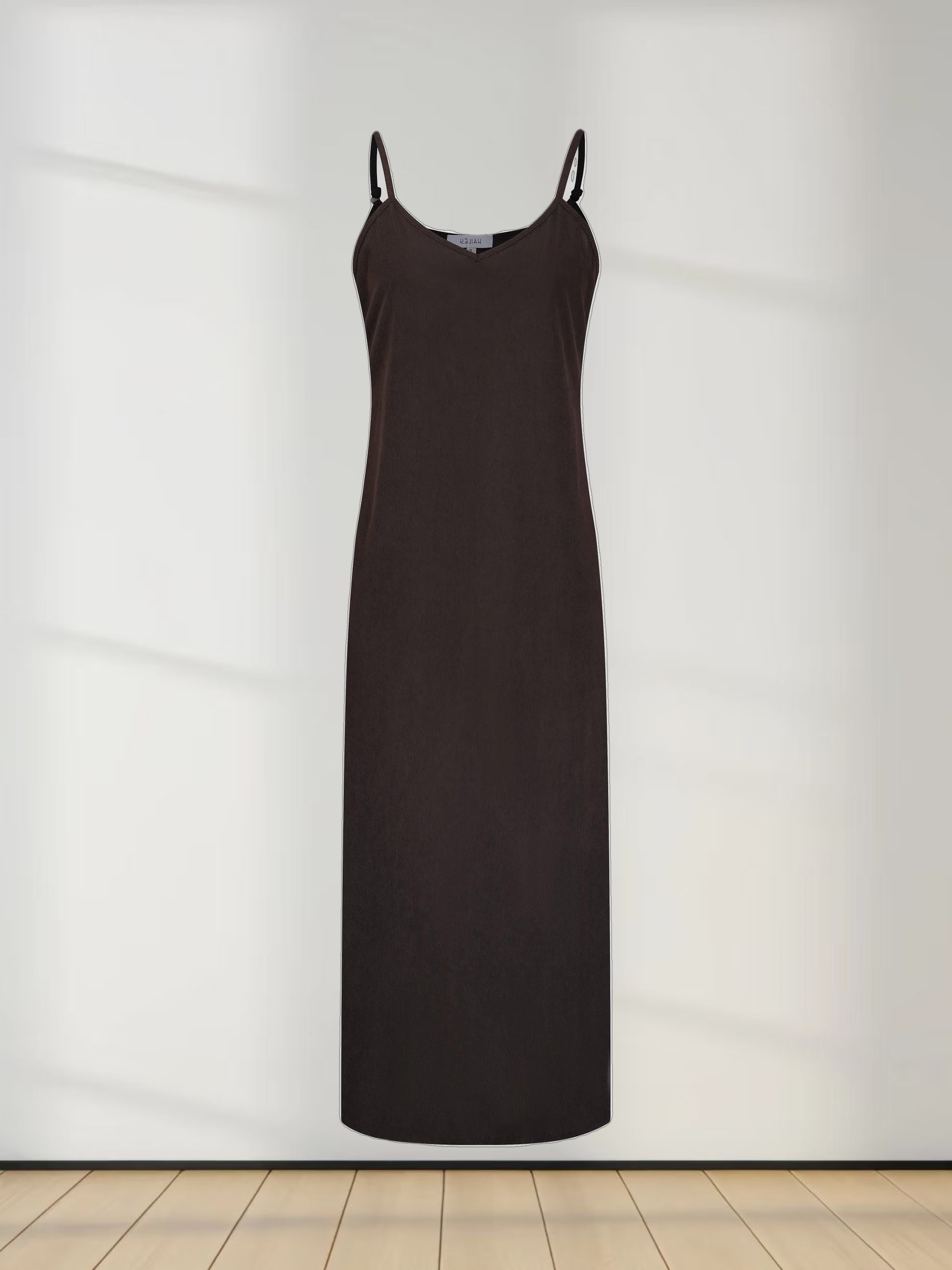 Corduroy Slip Dress-Brown
