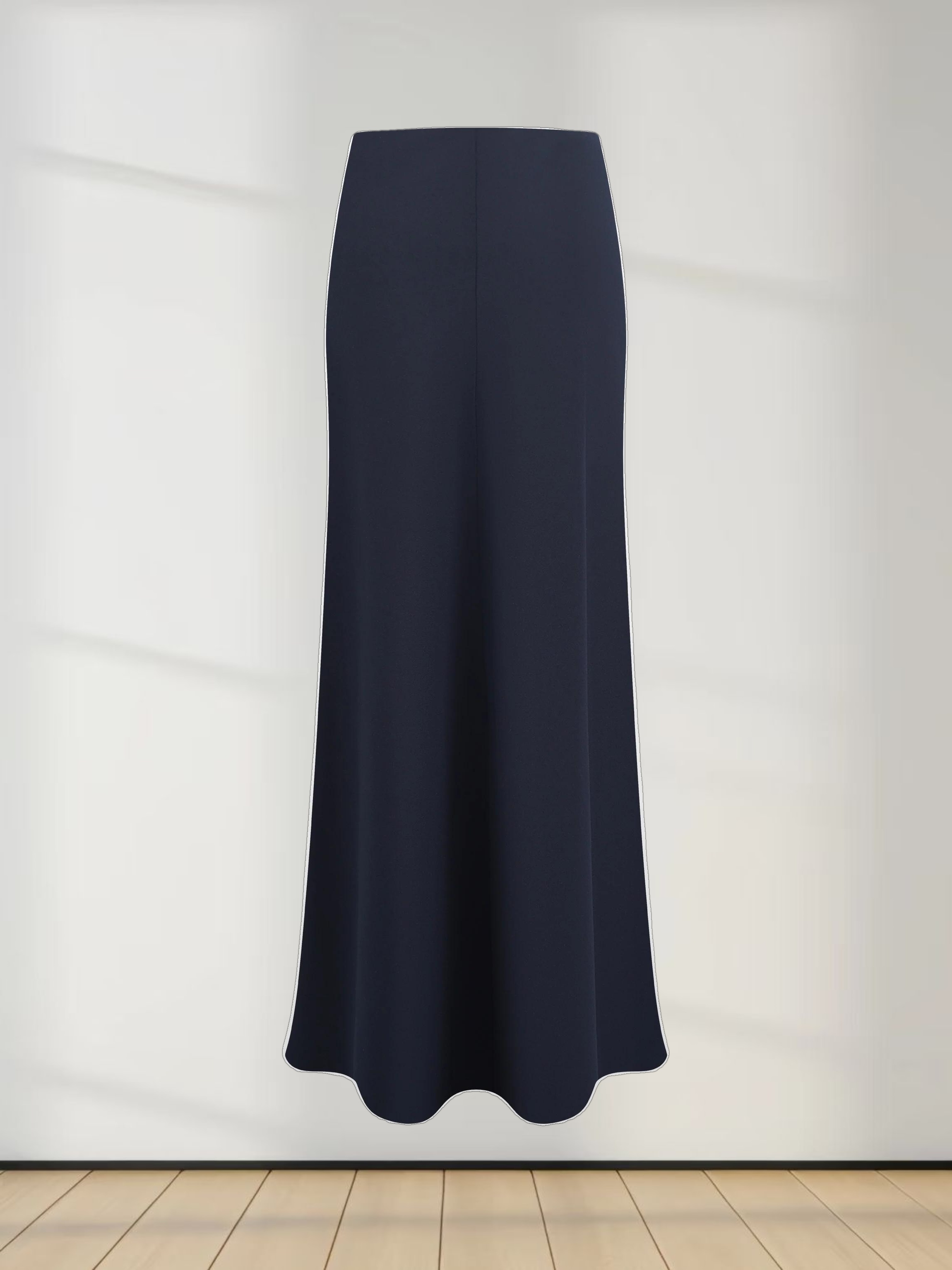 Basic A-Line Seamed Maxi Skirt-Navy