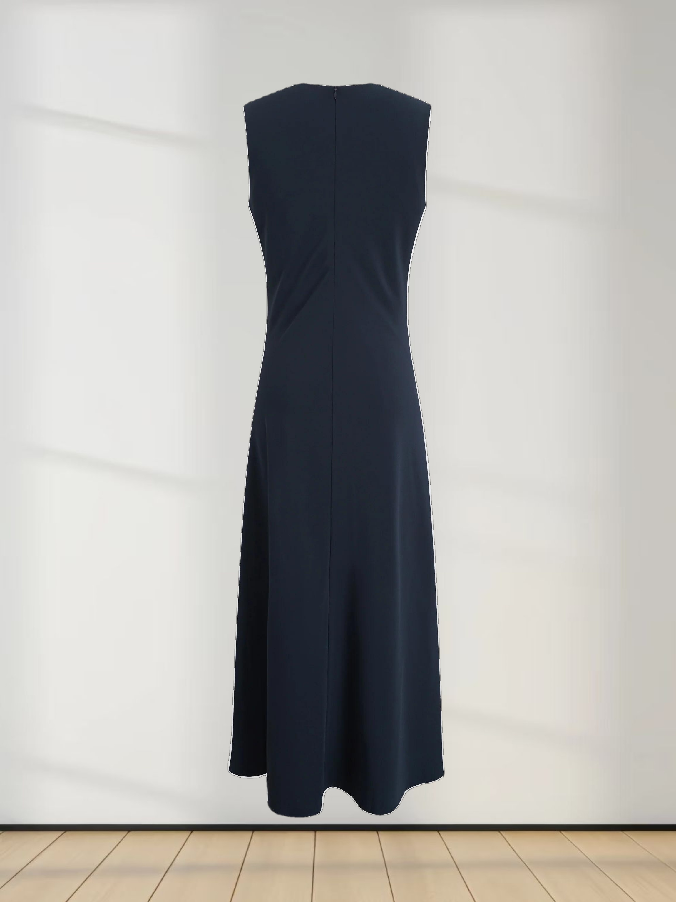 Crepe Slip Dress-Navy