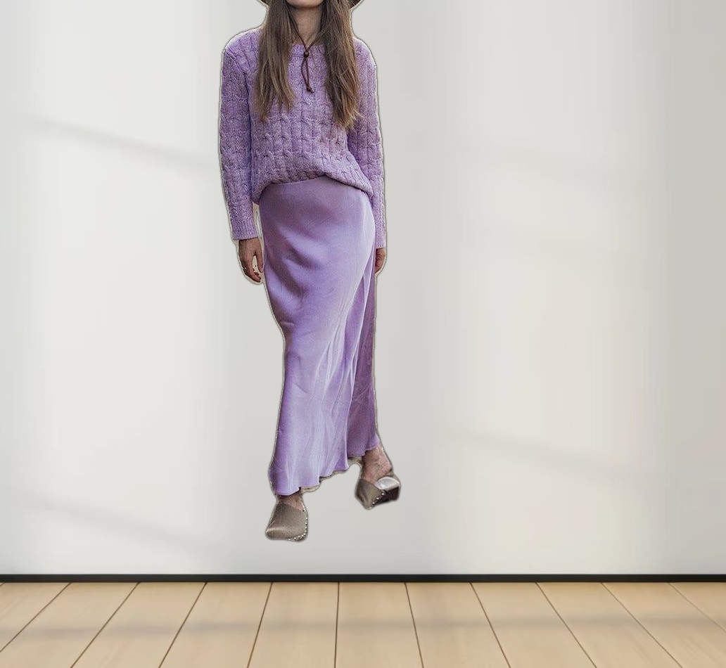 Chunky Heathered Cable sweater-Lavender/White