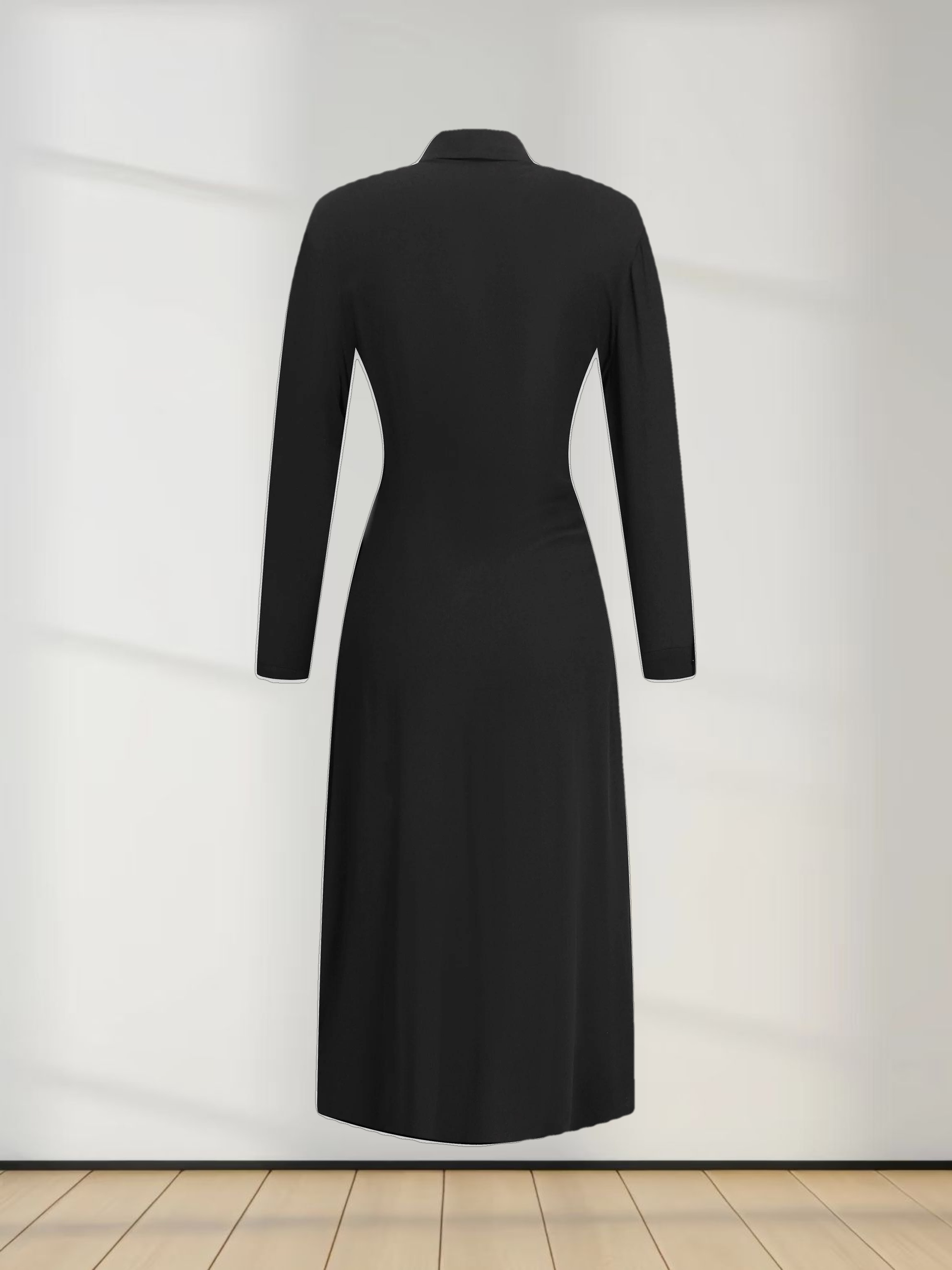 U Shape Wrap Prong Dress-Black