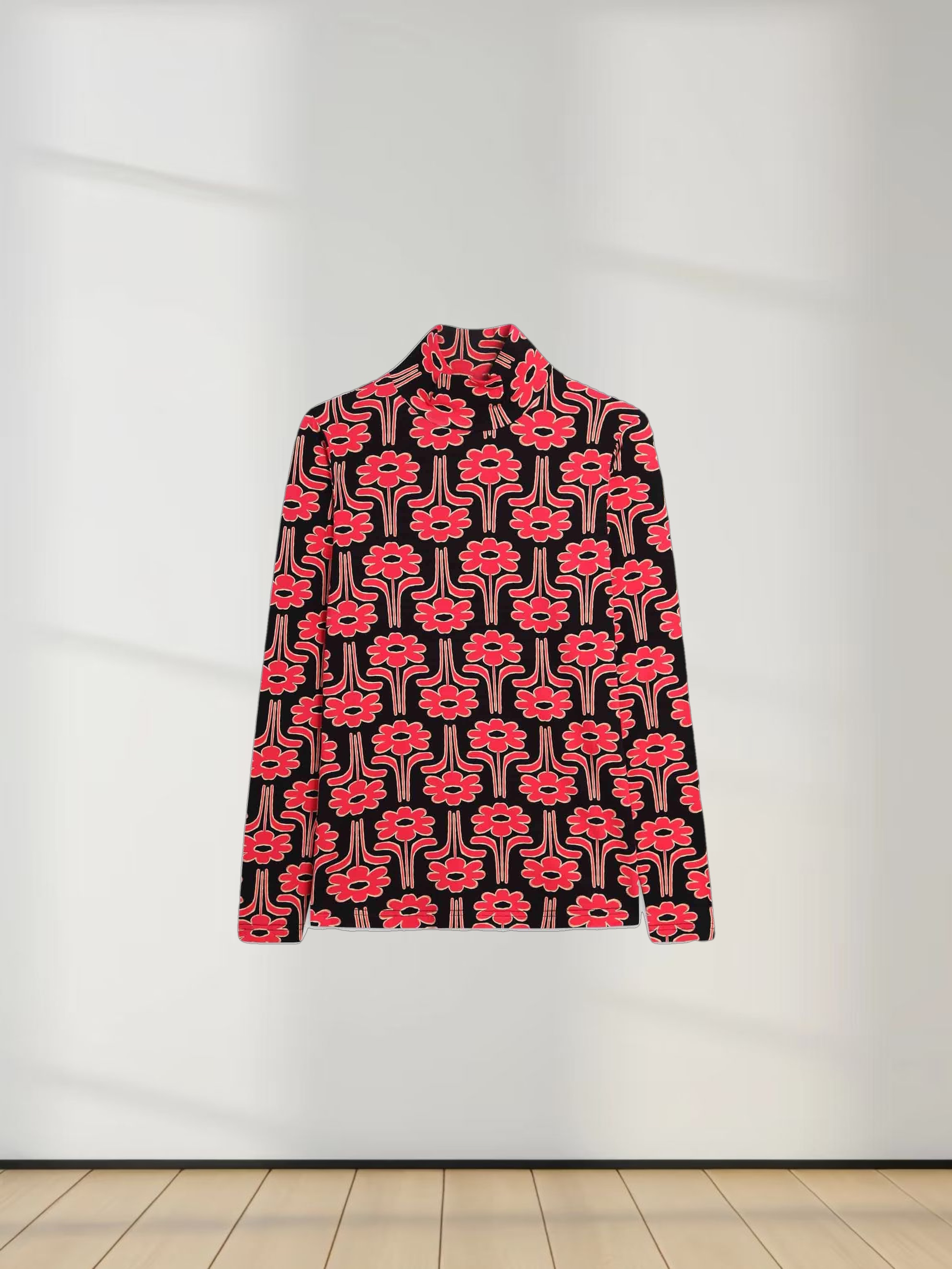 Design Turtleneck-Black Floral