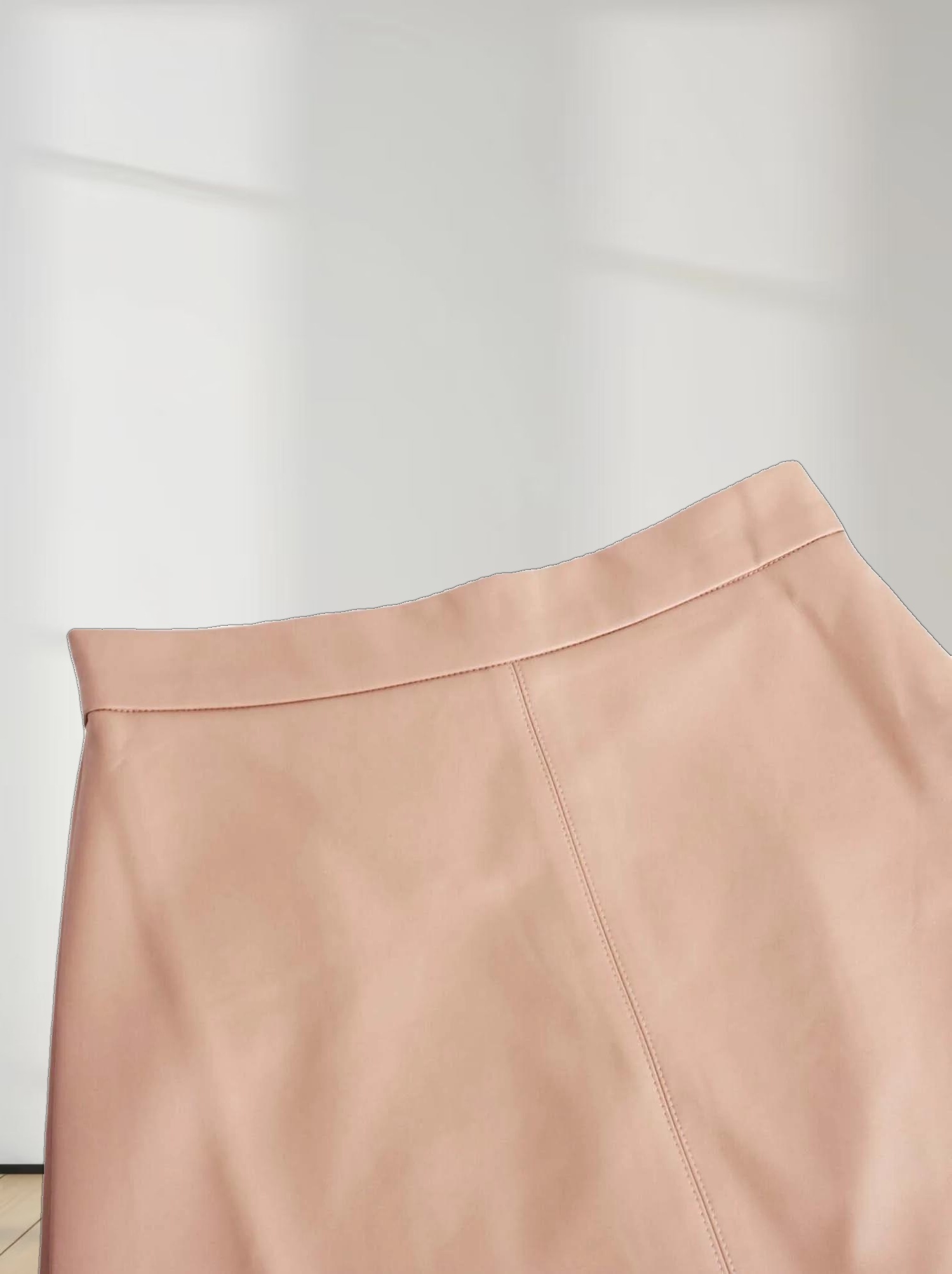 Leather A-Line Skirt-Peach