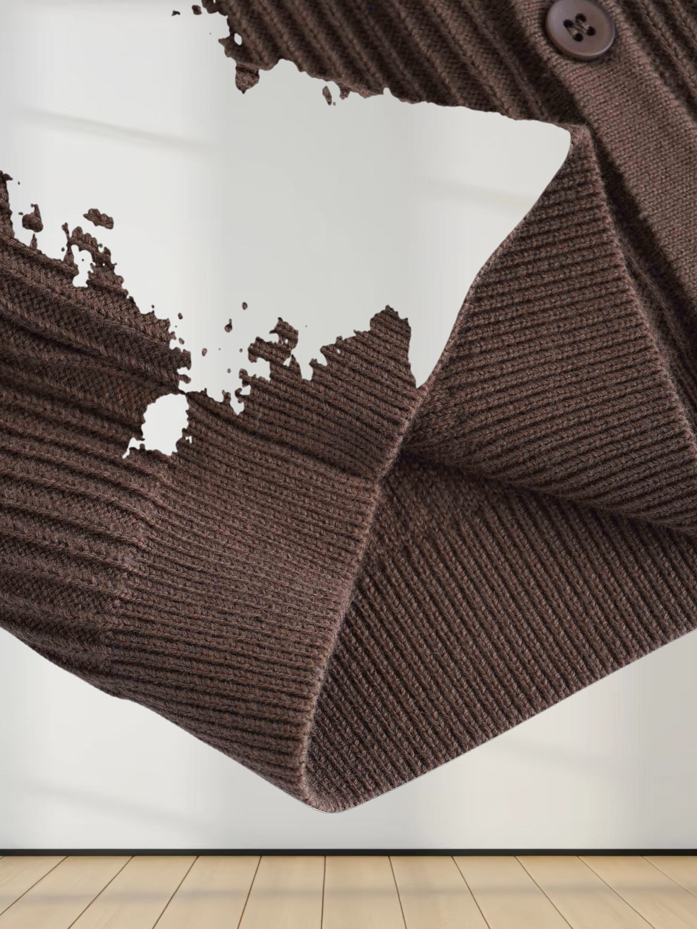 Button Down Ribbed Cardigan-Chocolate Brown