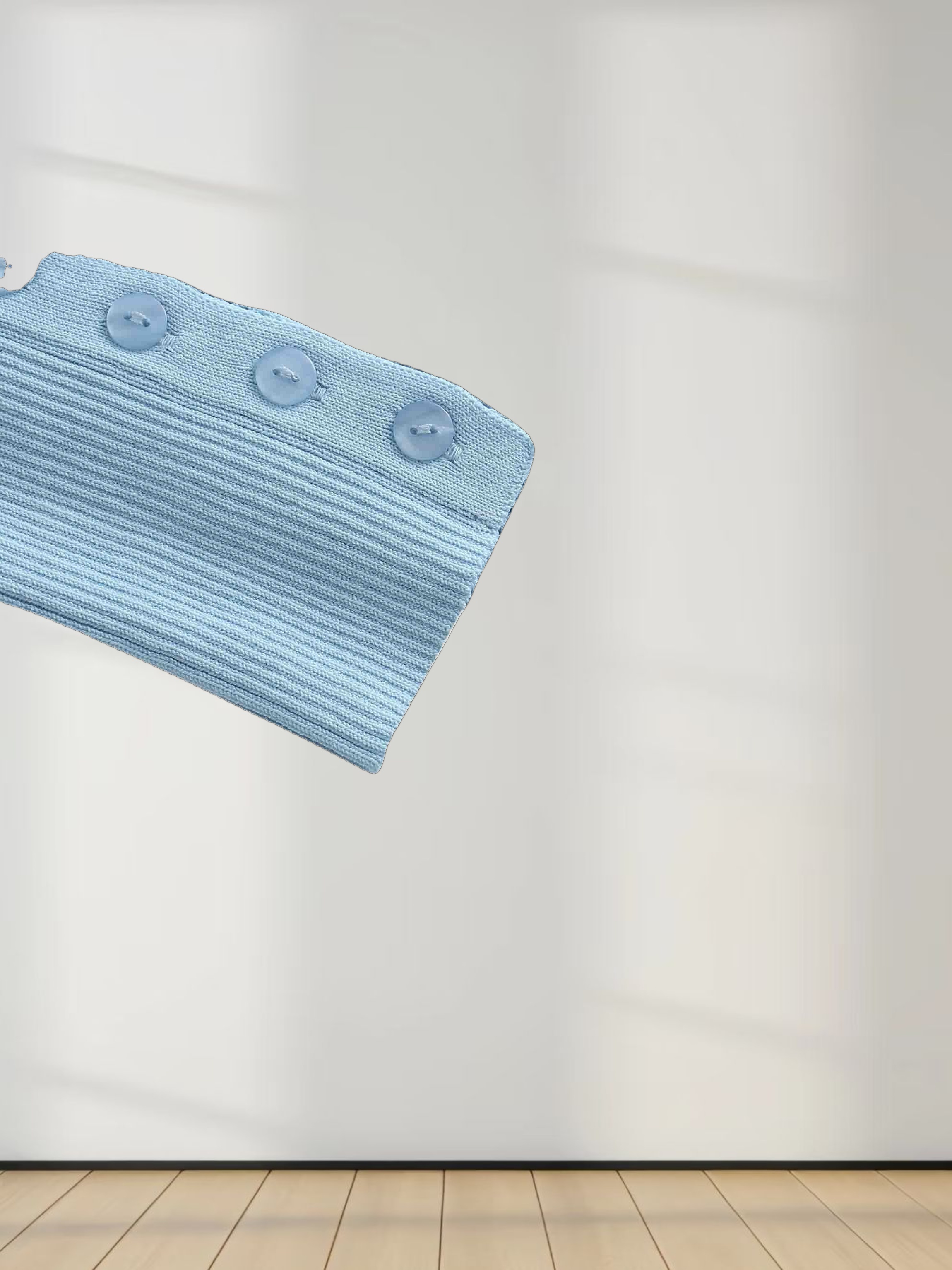 Printed Pointelle Sweater-Light Blue