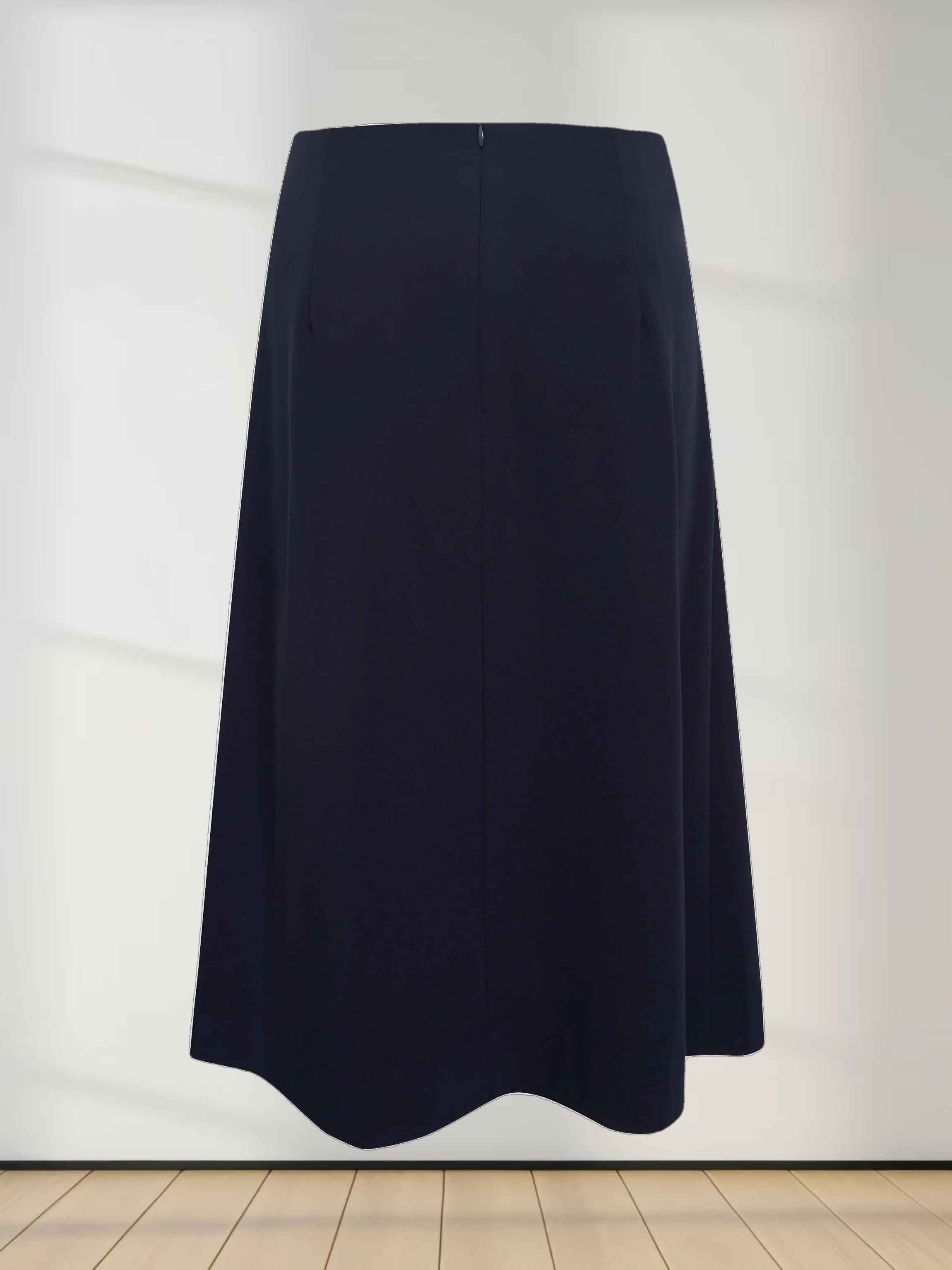 Side Pleat A-Line Short Skirt-Navy