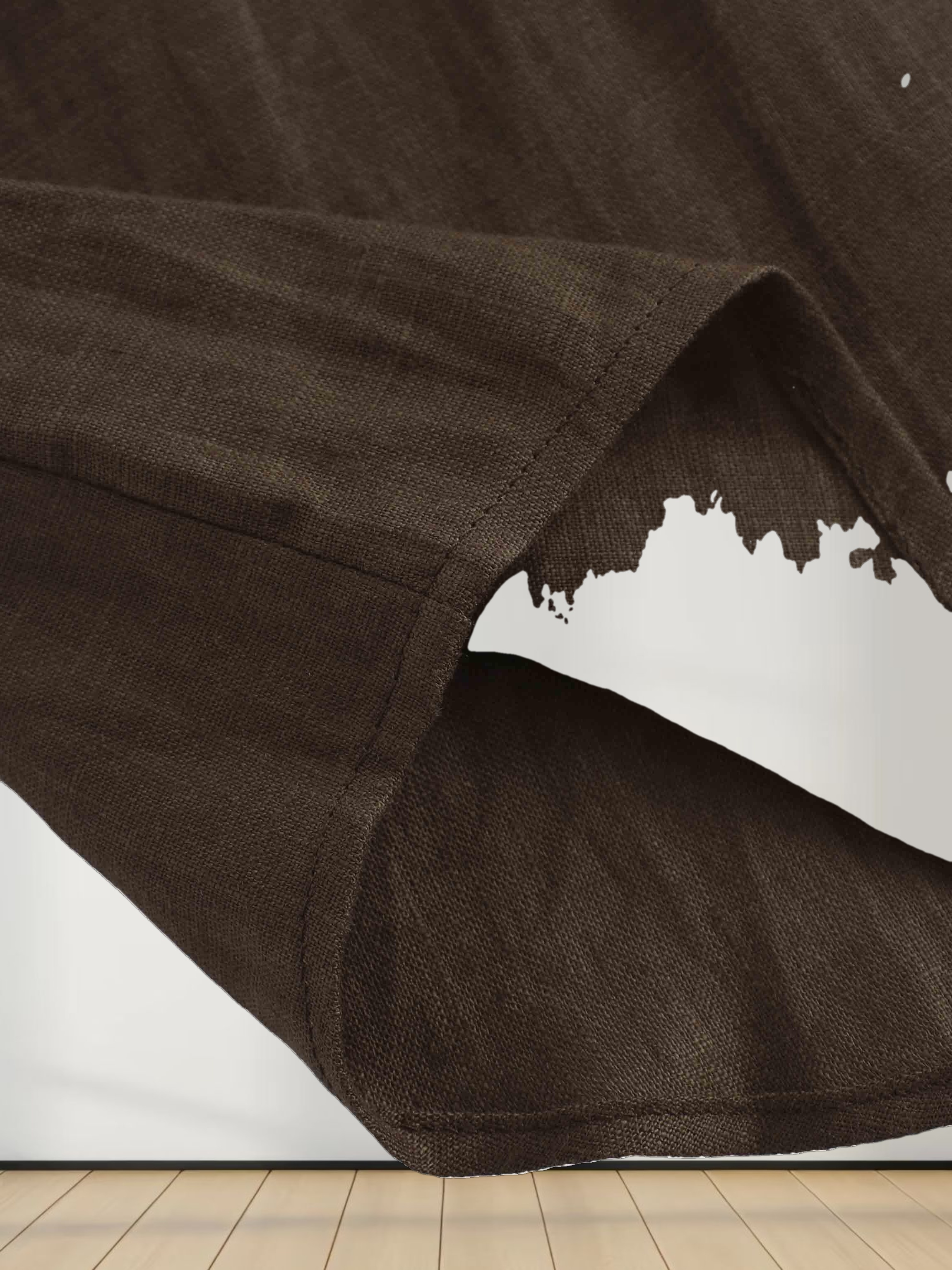 Linen Button Down Blouse-Brown