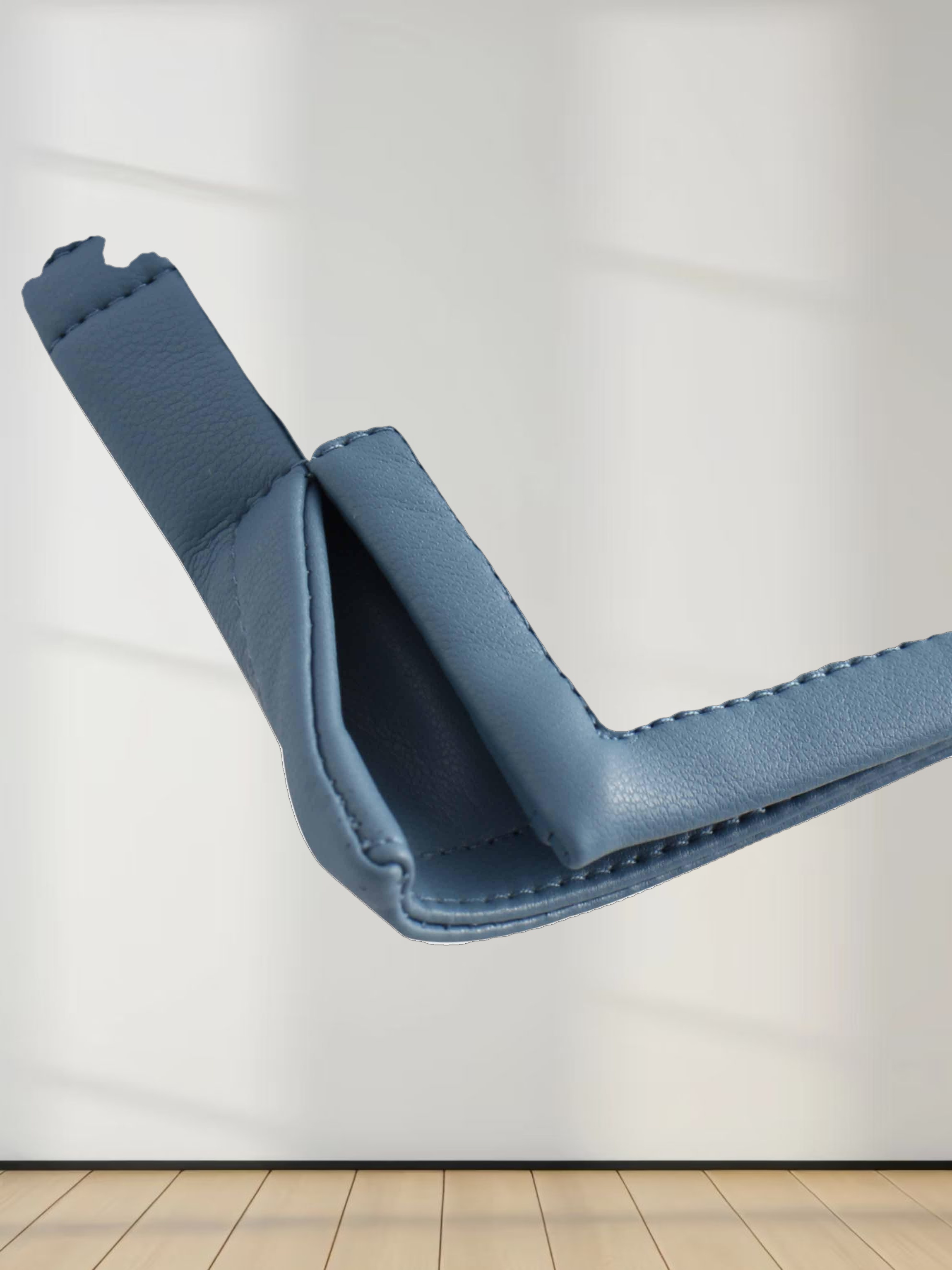 Front Pocket Straight Faux Leather Skirt-Denim Blue