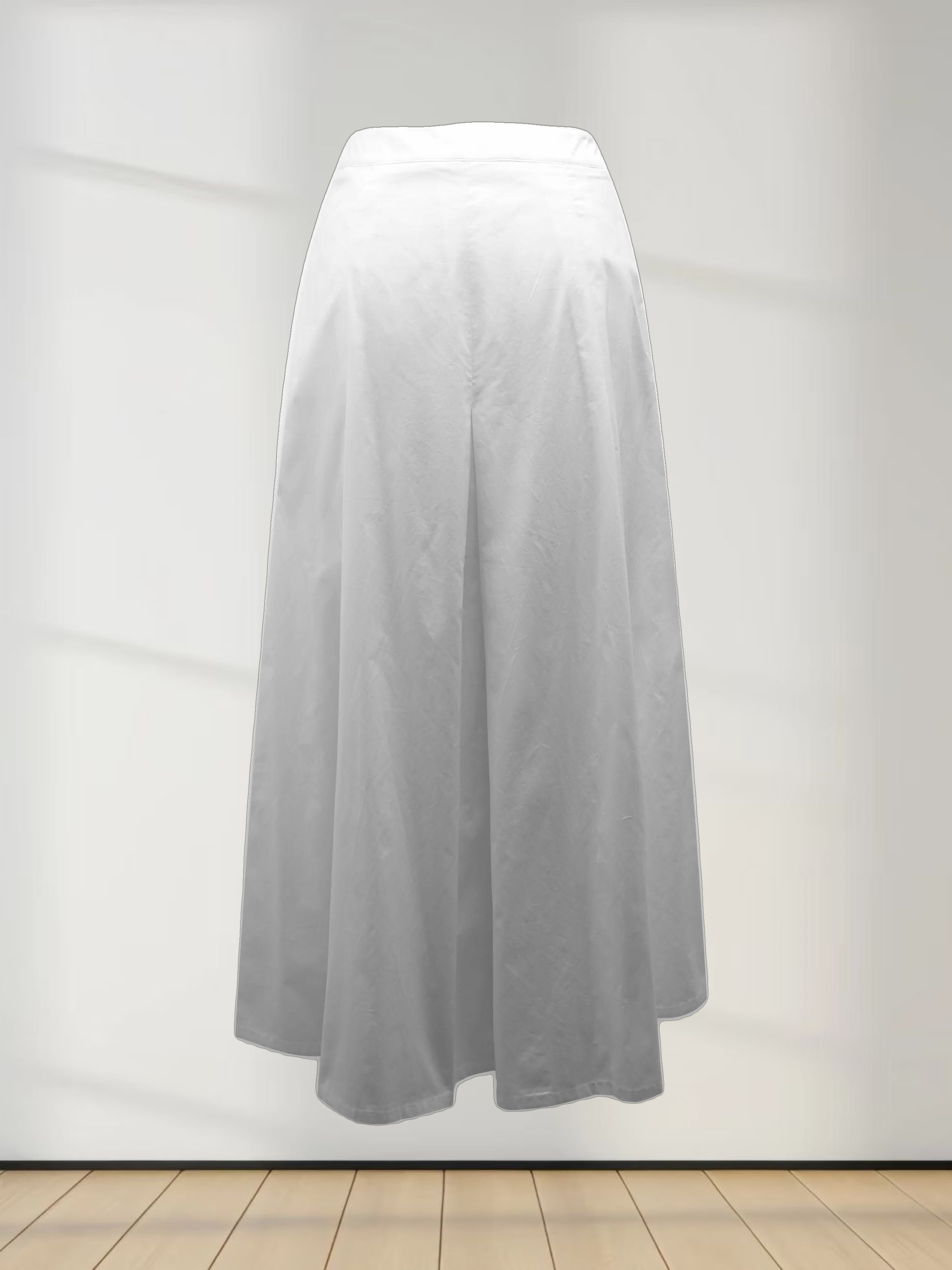 Stitch Down Cotton Pleated Skirt-White