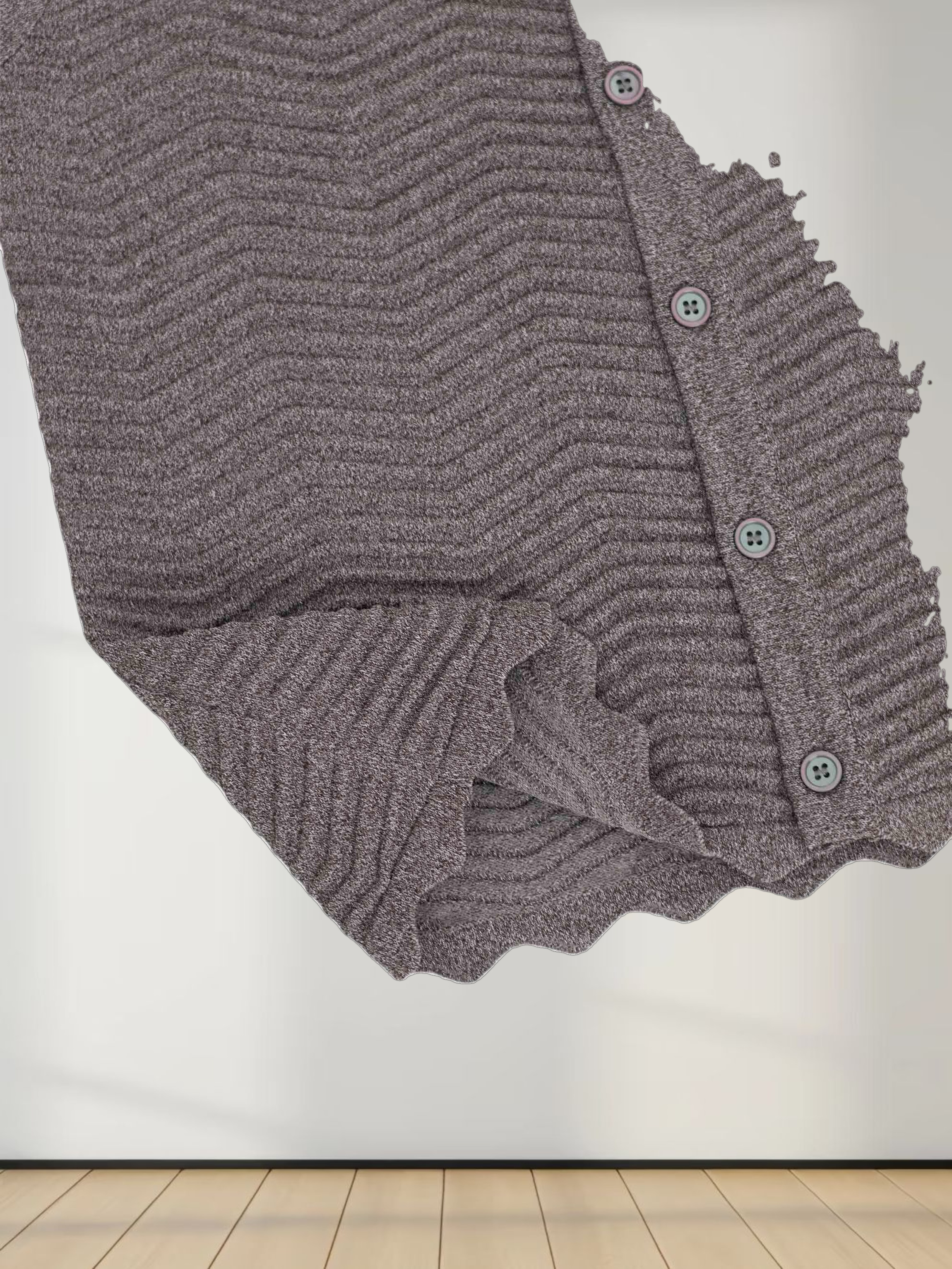 Wave Knit Cardigan-Heathered Brown