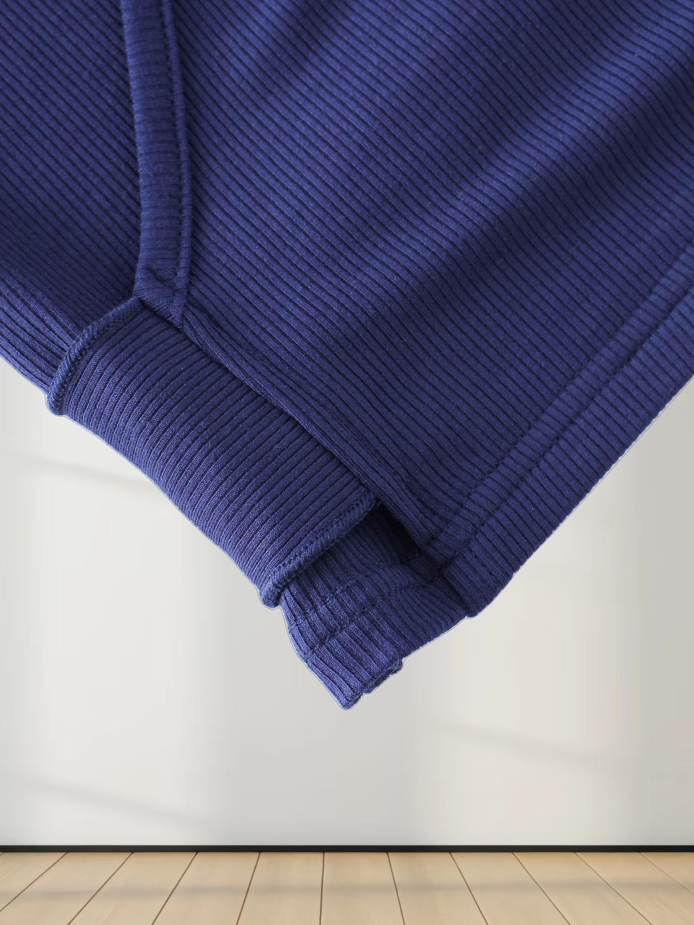 RIBBED WRAP TEE-NAVY