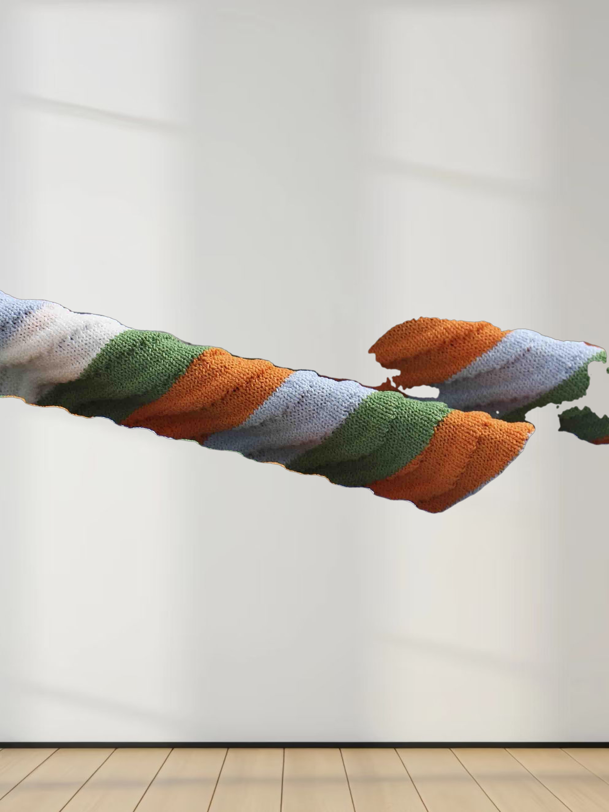 Scallop Edge Collar Sweater-Blue/Orange Stripes