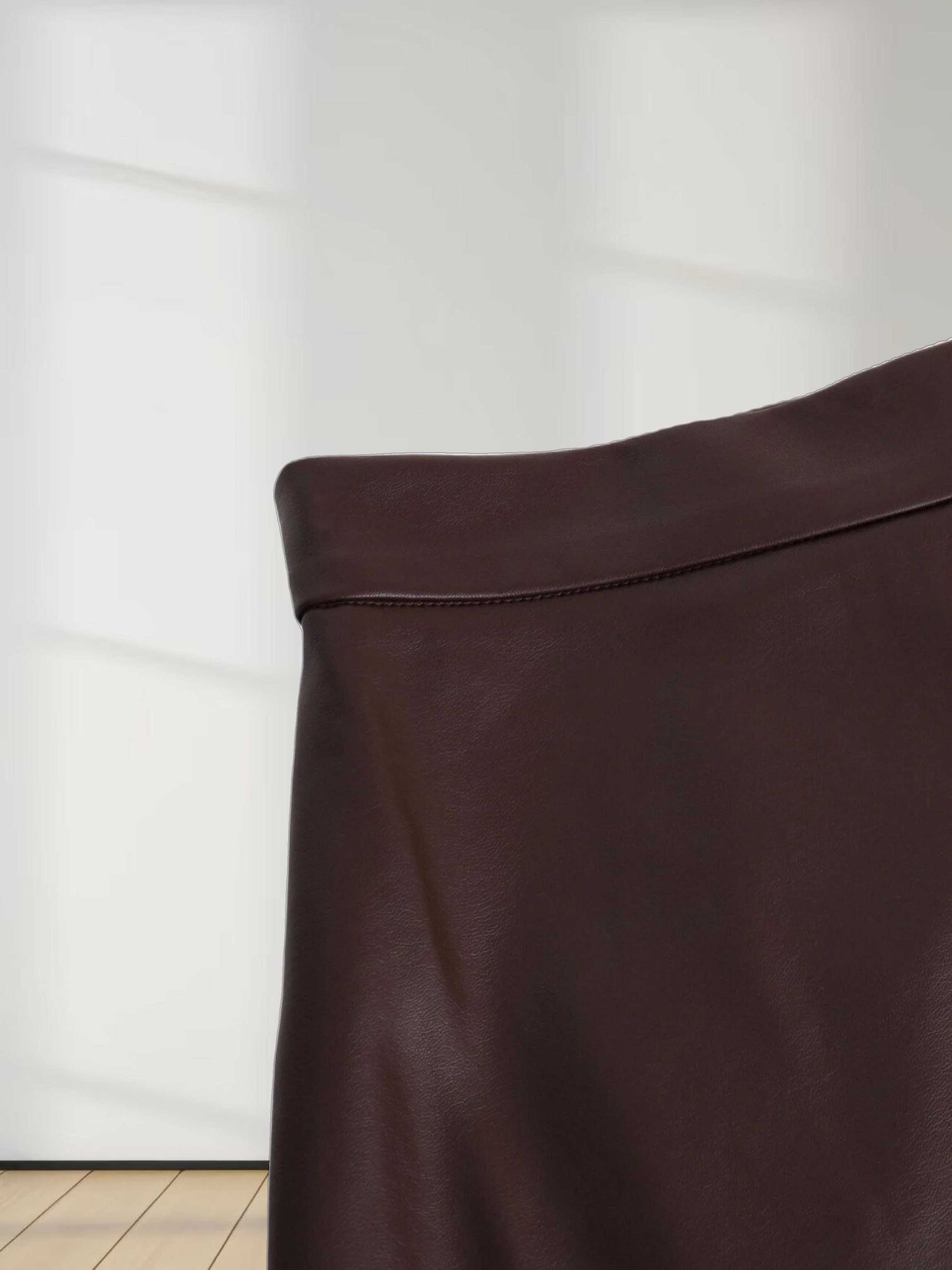 Leather A-Line Skirt-Brown