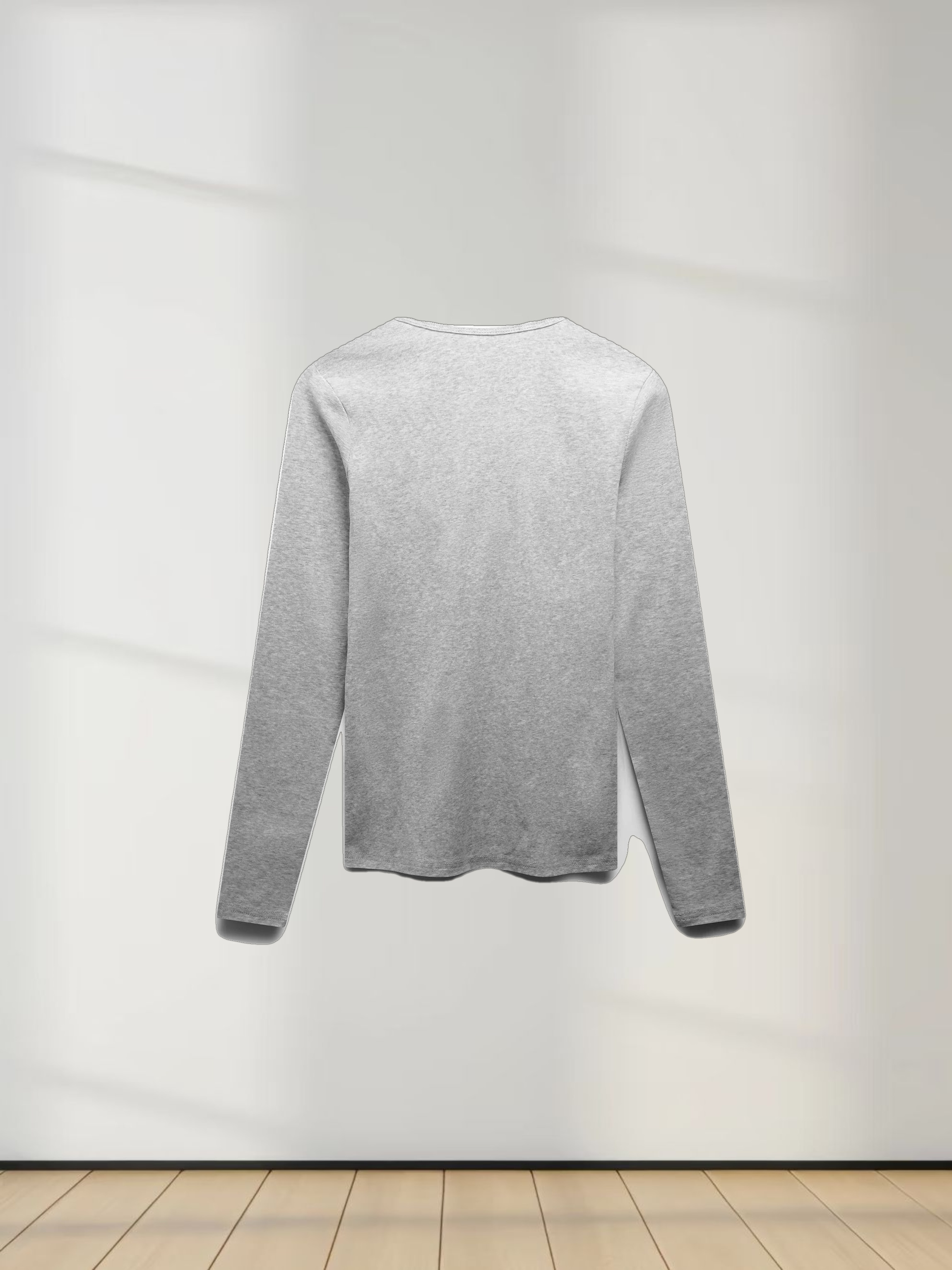 Basic High V Tee Long Sleeve-Dark Heathered Grey