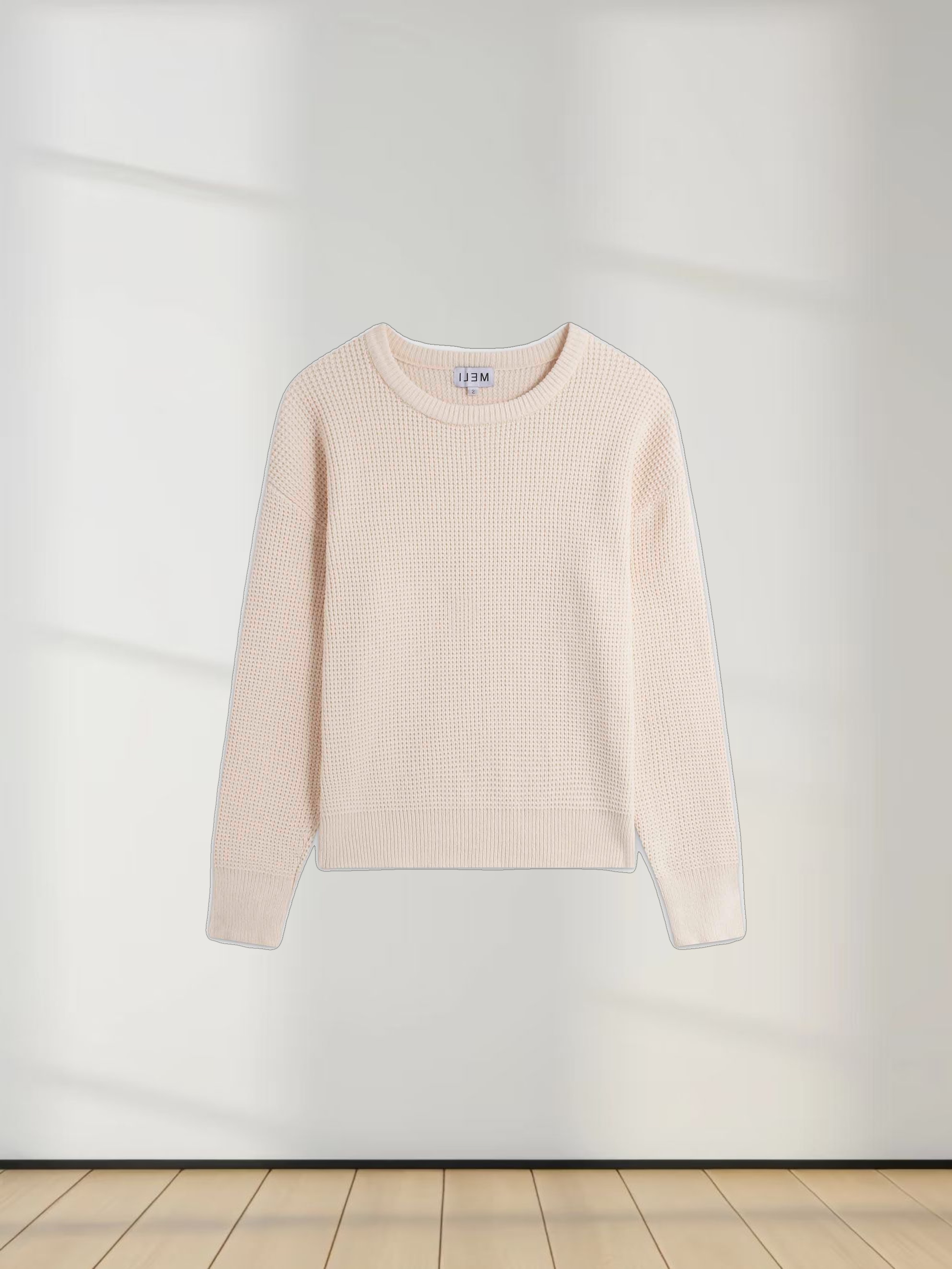 Chenille Waffle Sweater-Cream