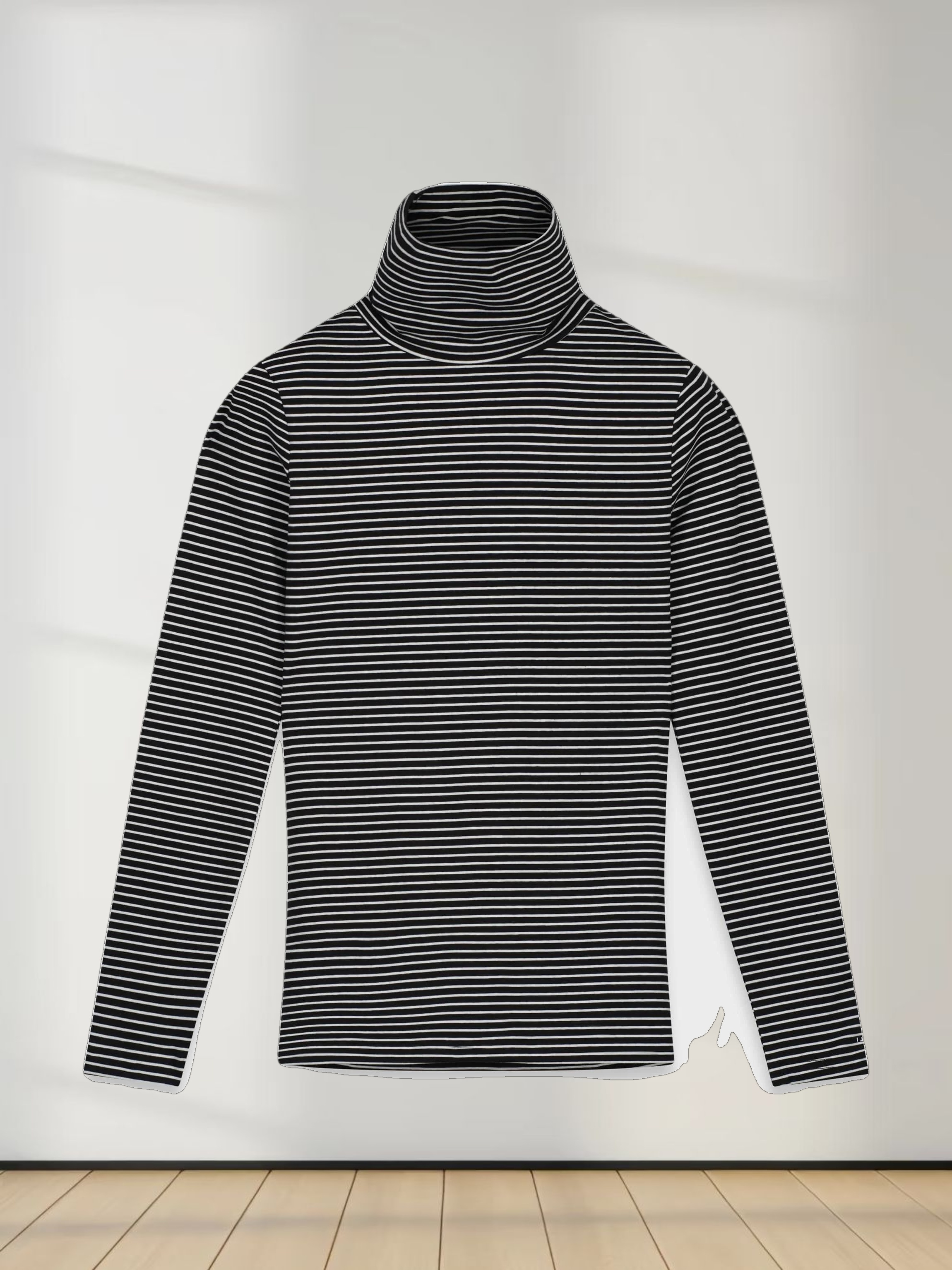 STRIPE TURTLENECK-B/W