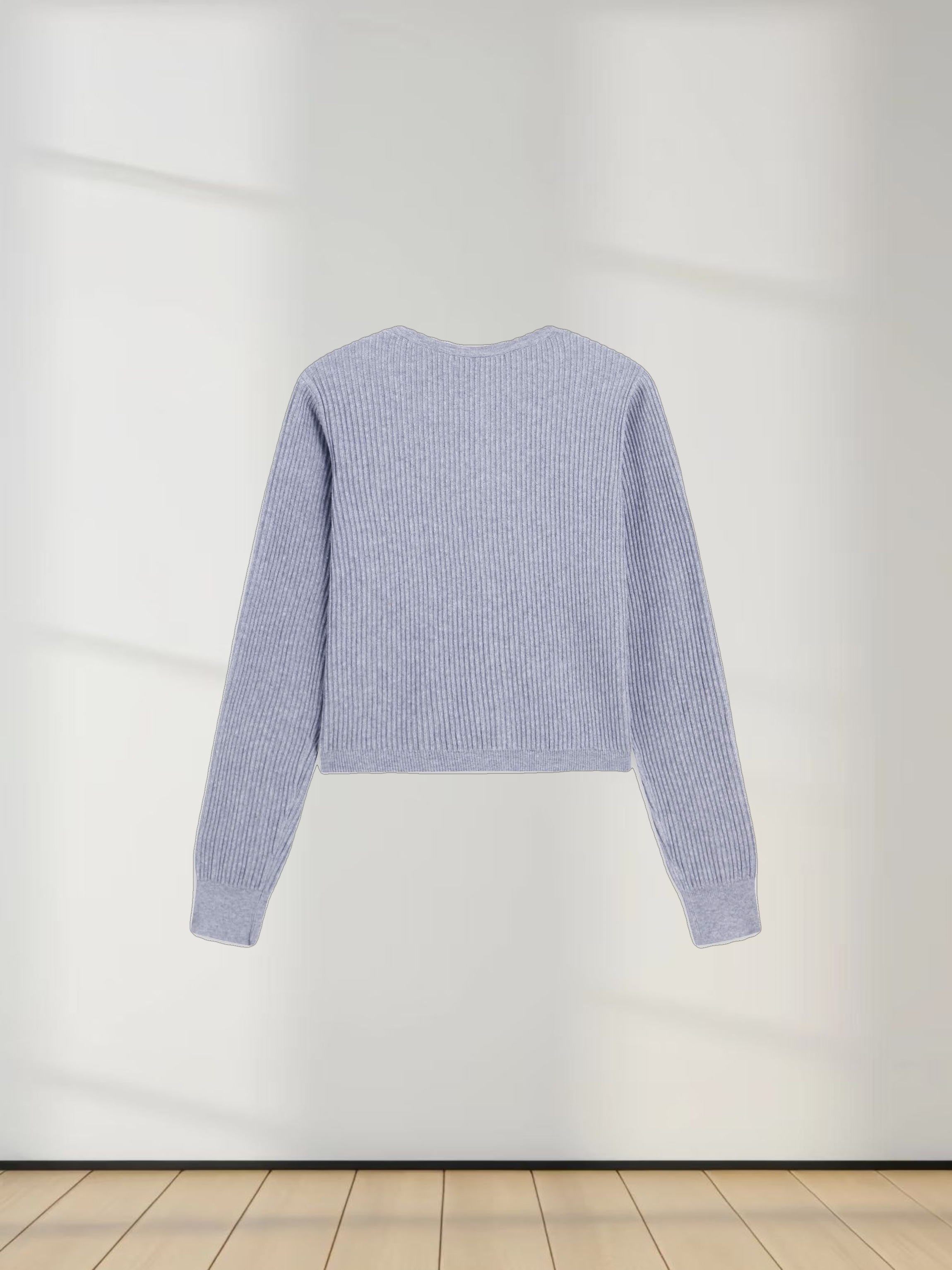 Button Down Ribbed Cardigan-Heathered Grey