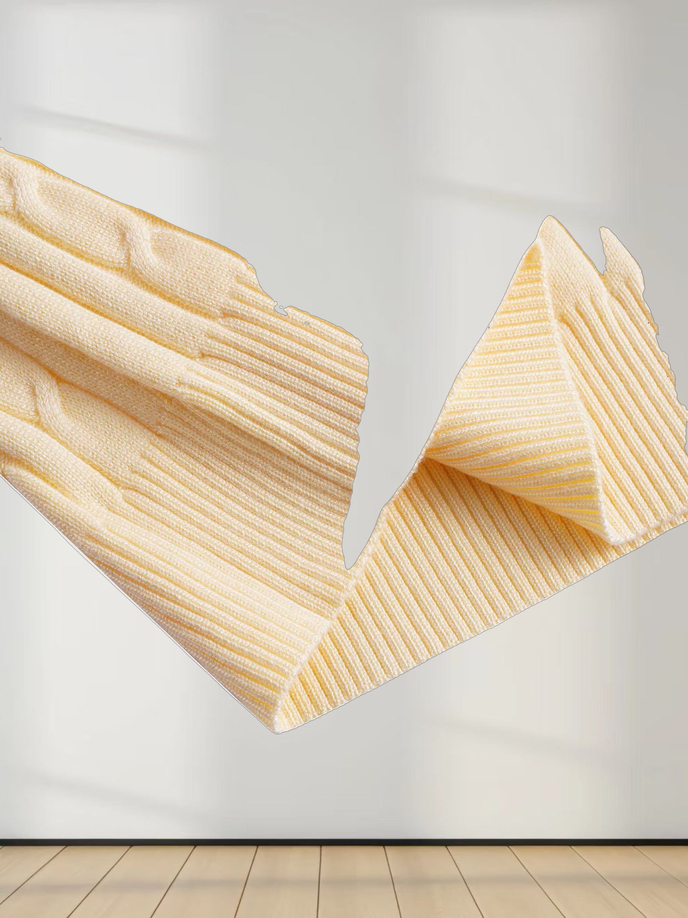 Knit Cable Sweater-Pale Yellow