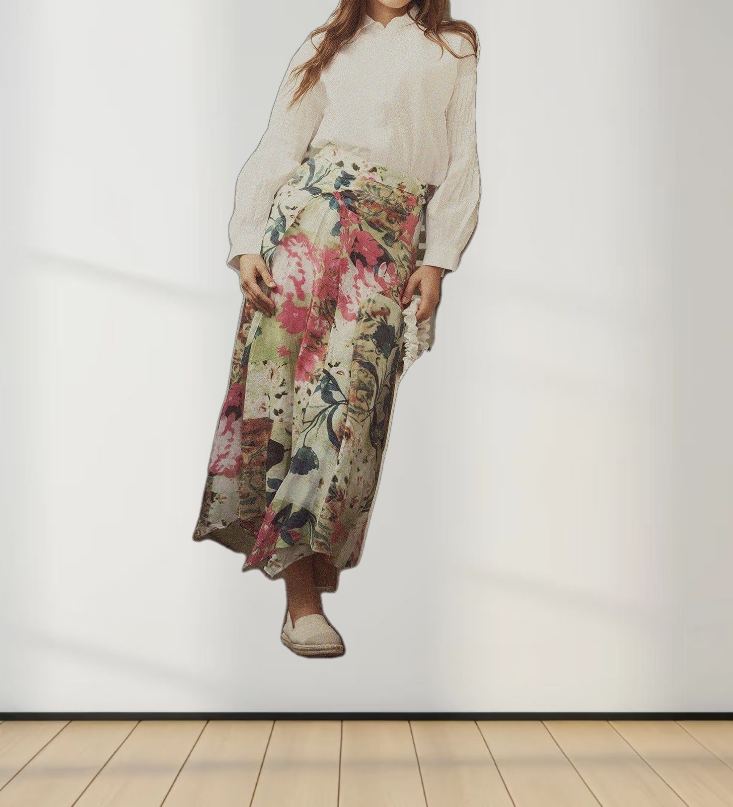 Pleated Sleeve Detail Blouse-White