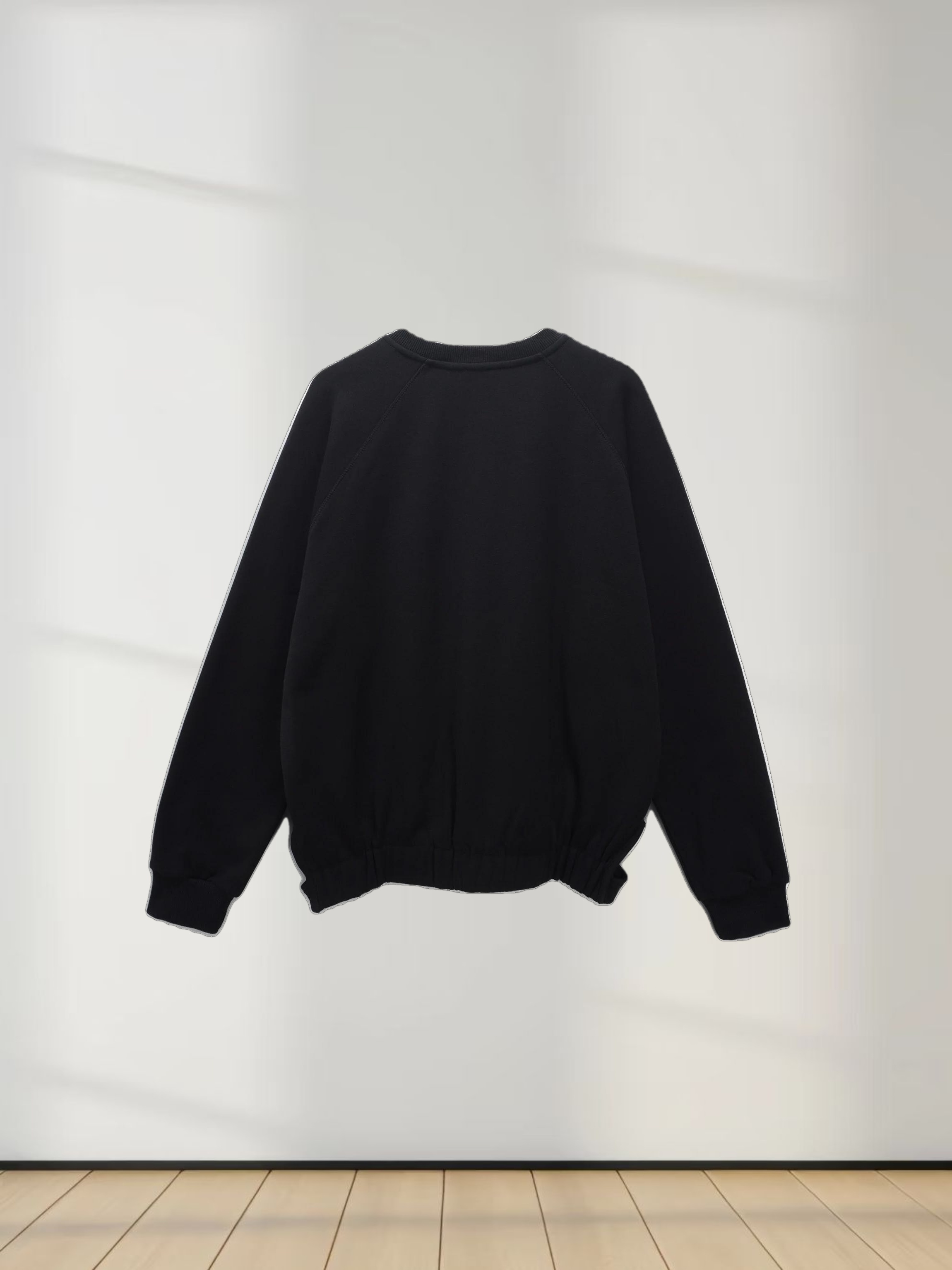 Side Strap Dolman Sweatshirt-Black