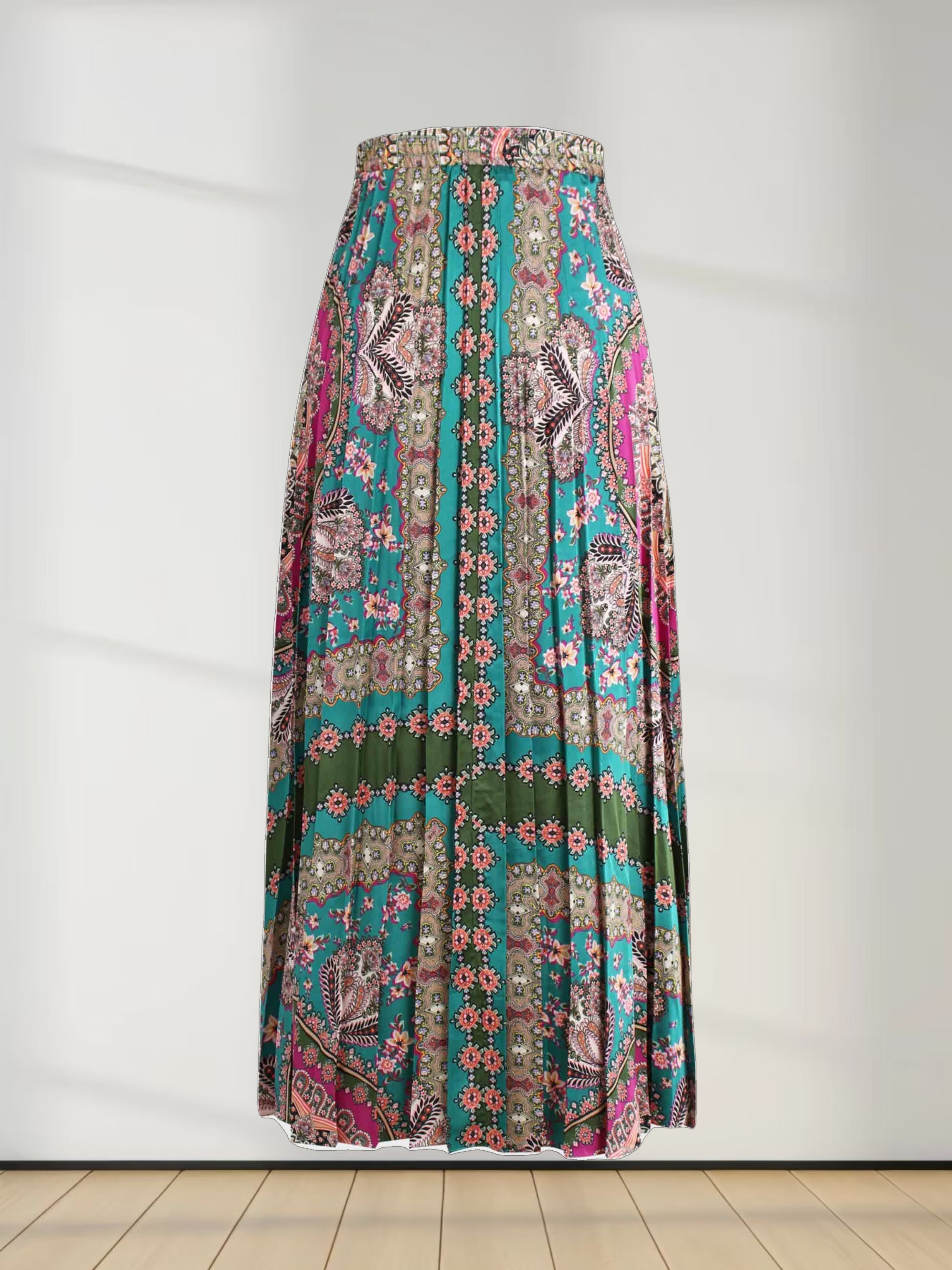 Covered Band Pleated Skirt-Fall Handkerchief