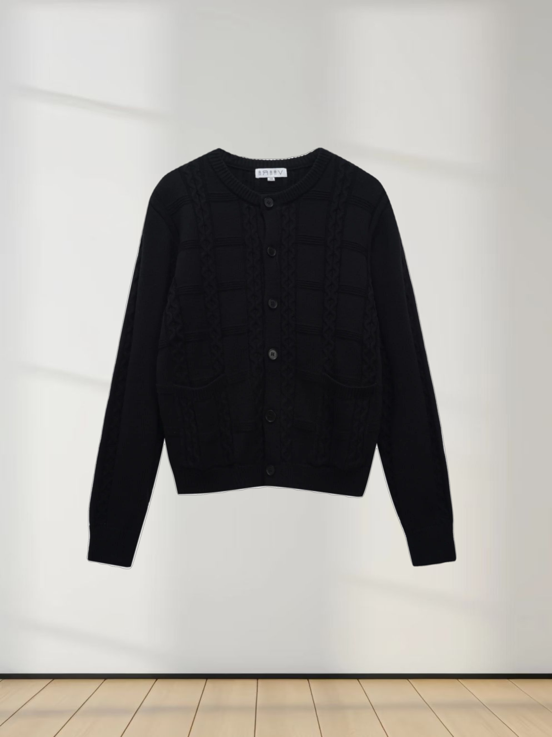 Cable Design Cardigan-Black