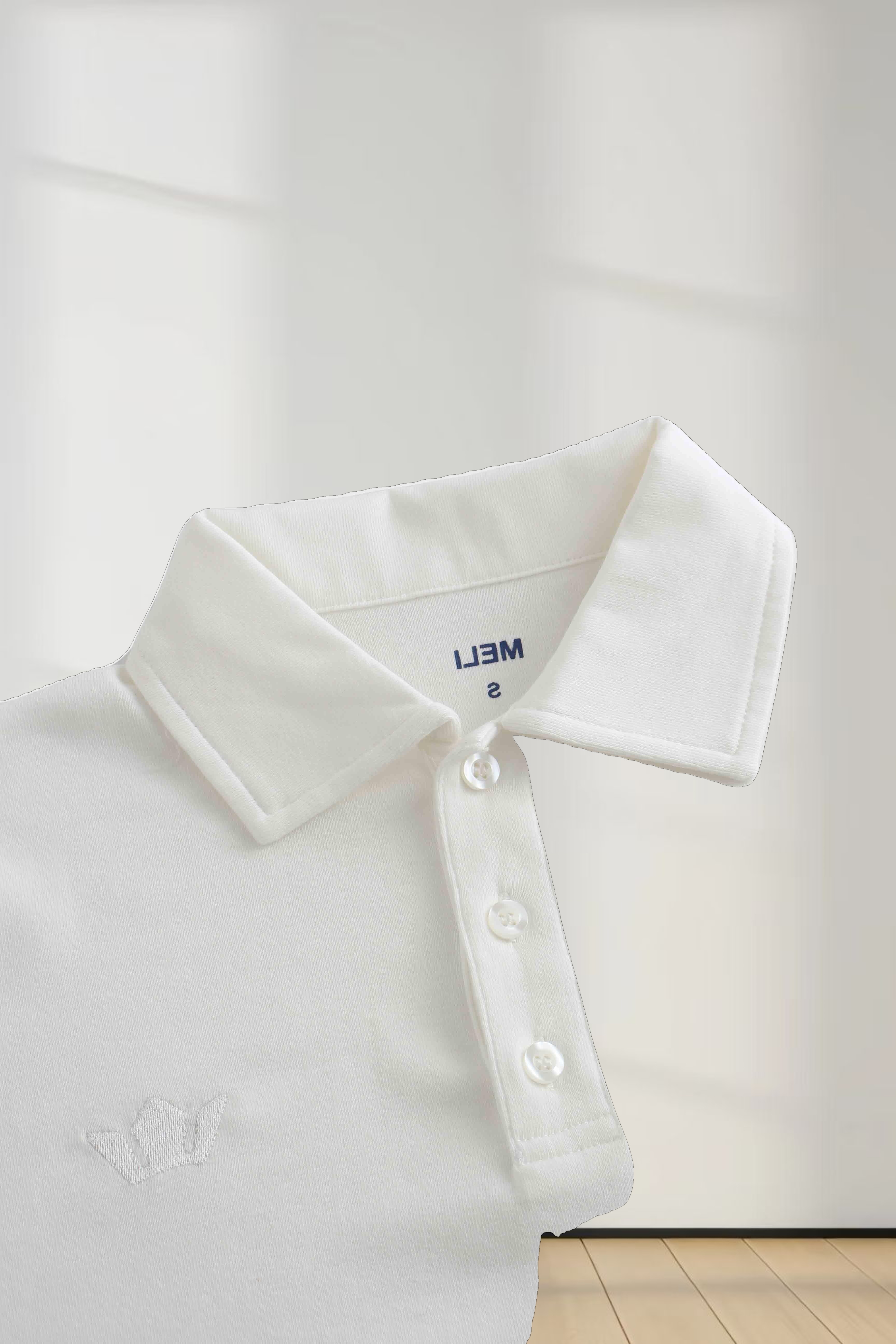 Collared Bomber Tee-White