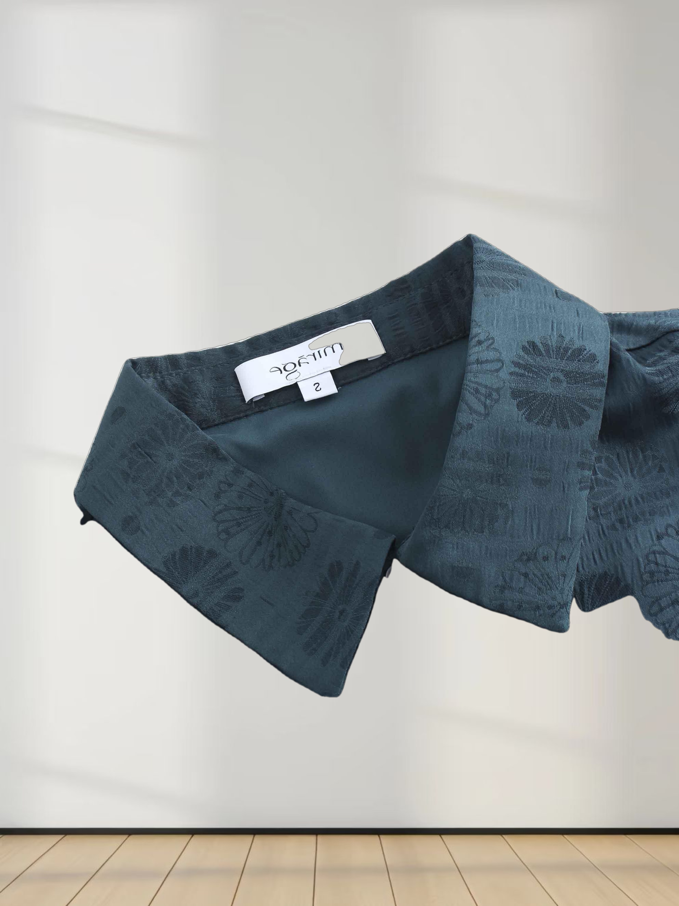 Collared A-Line Shirtdress-Teal Floral