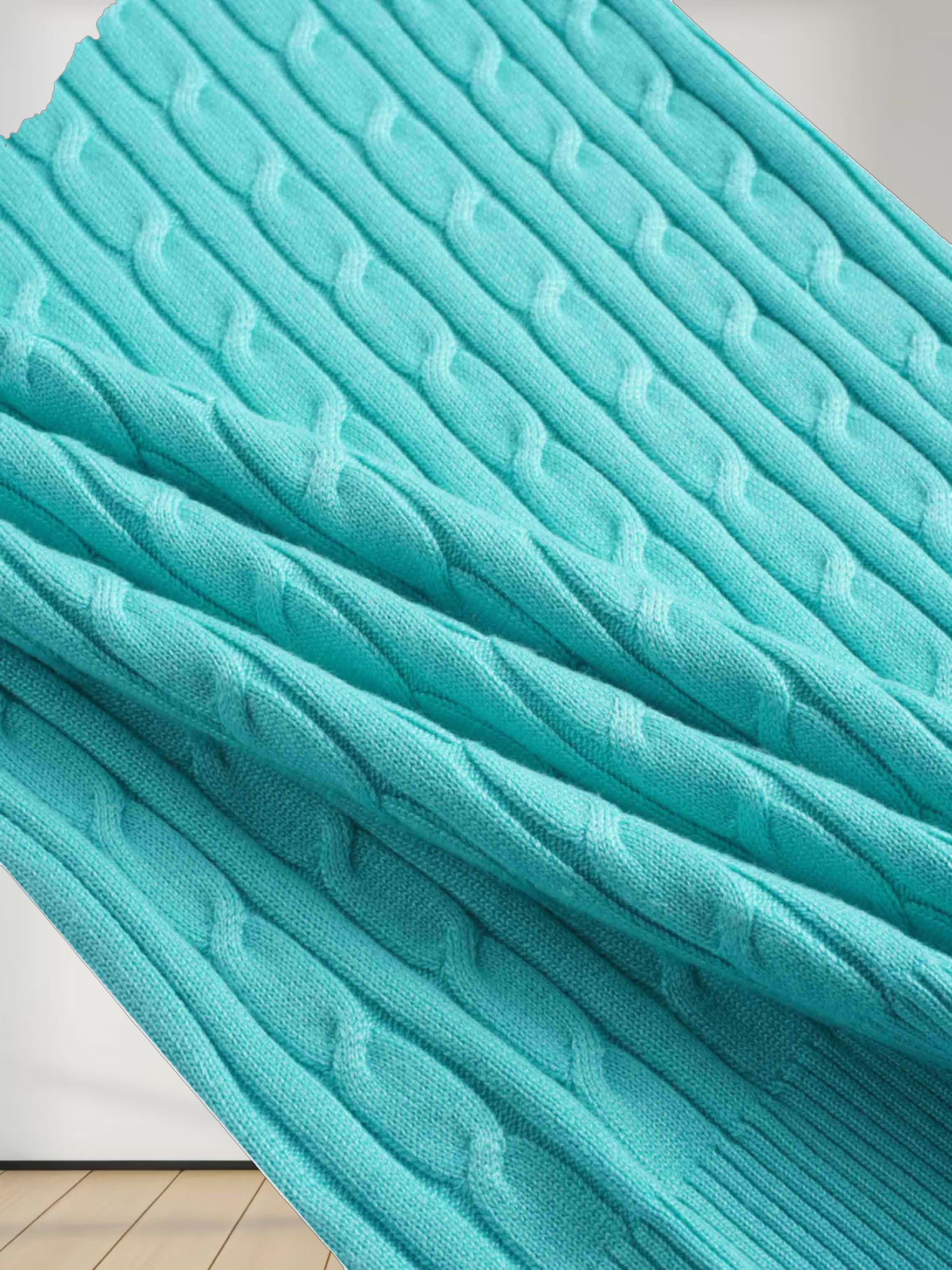 Knit Cable Sweater-Aqua