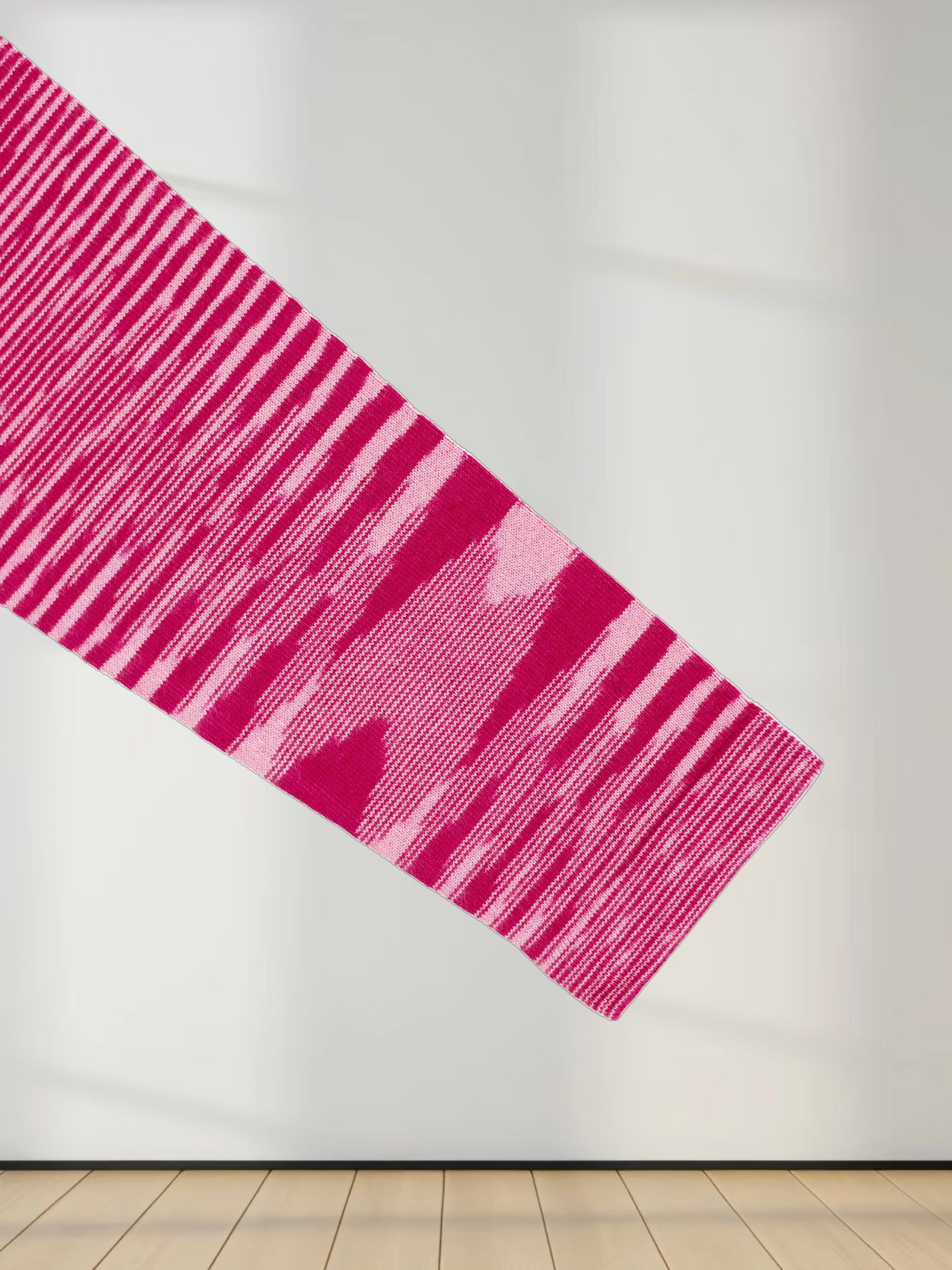 Abstract Stripe Knit Turtleneck-Berry Stripe