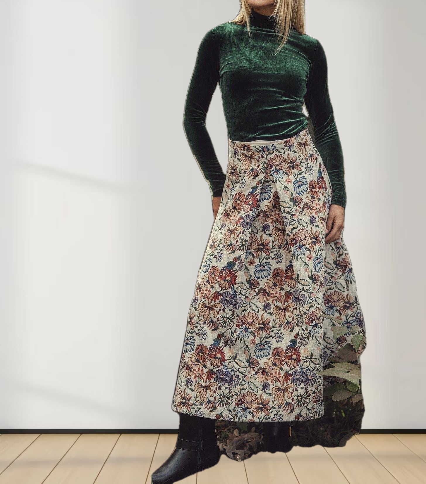 Velour Mock Neck Turtleneck-Emerald Green