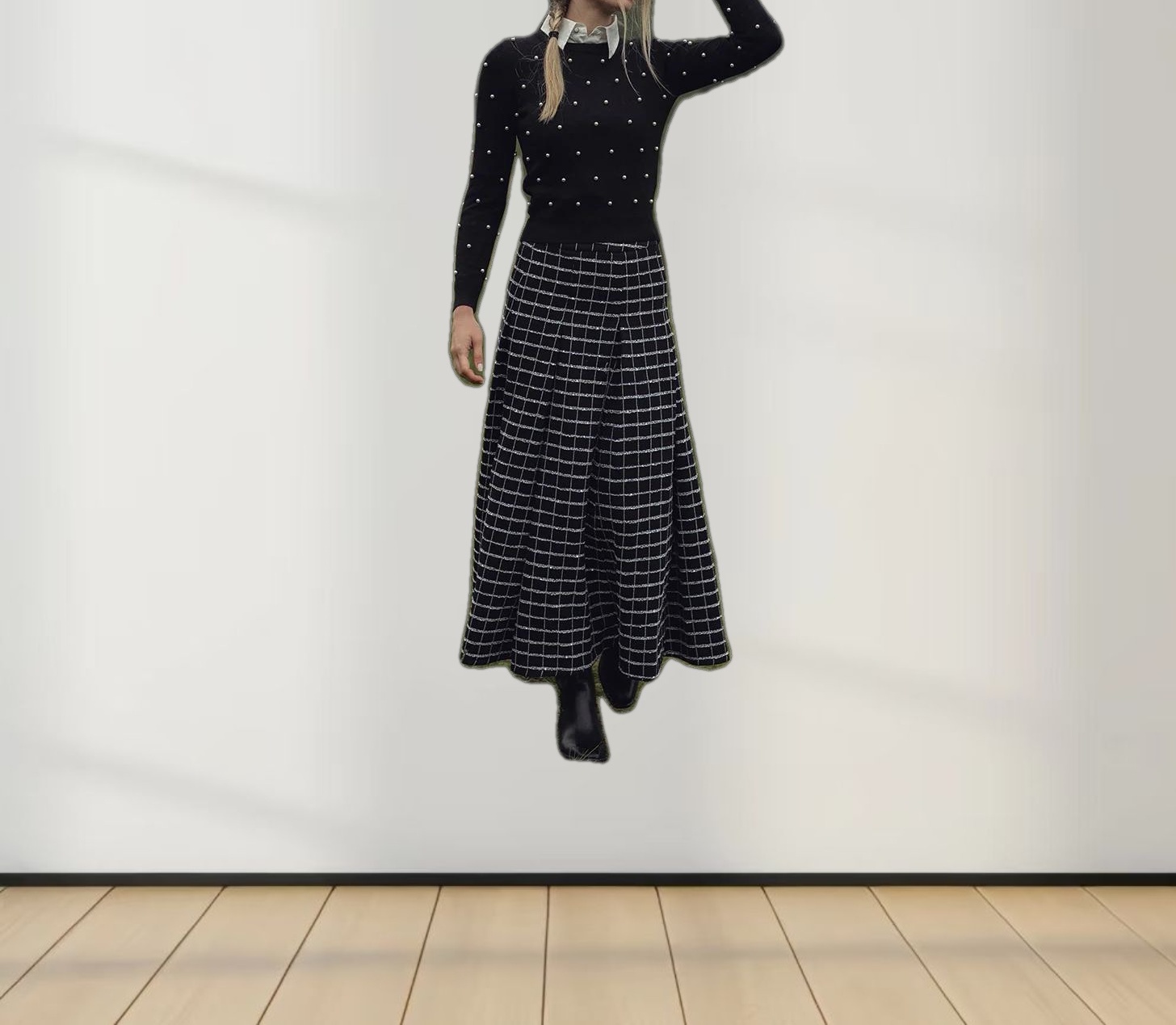 Pearl Embellished Sweater-Black