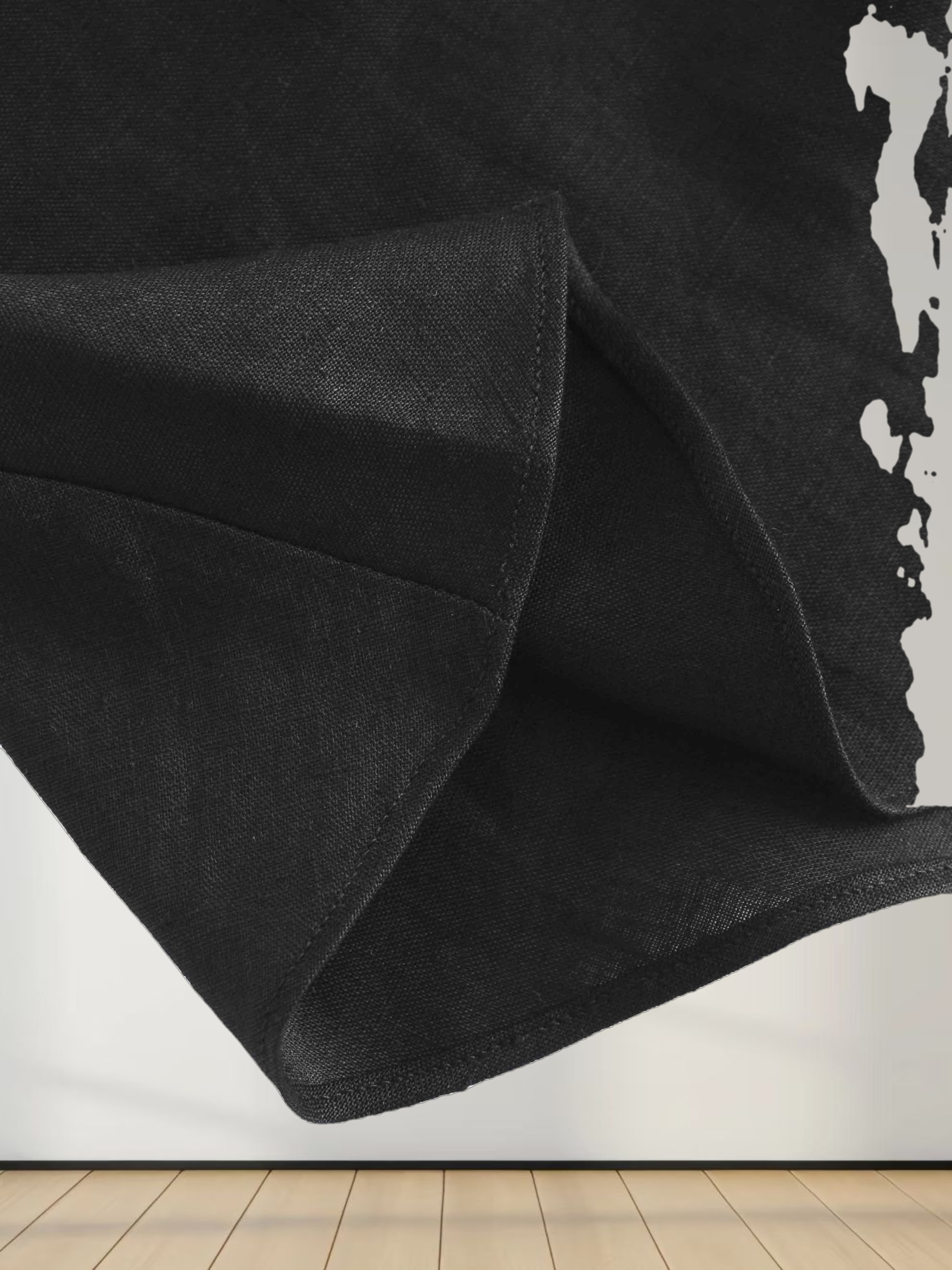 Linen A-Line Slip Dress-Black