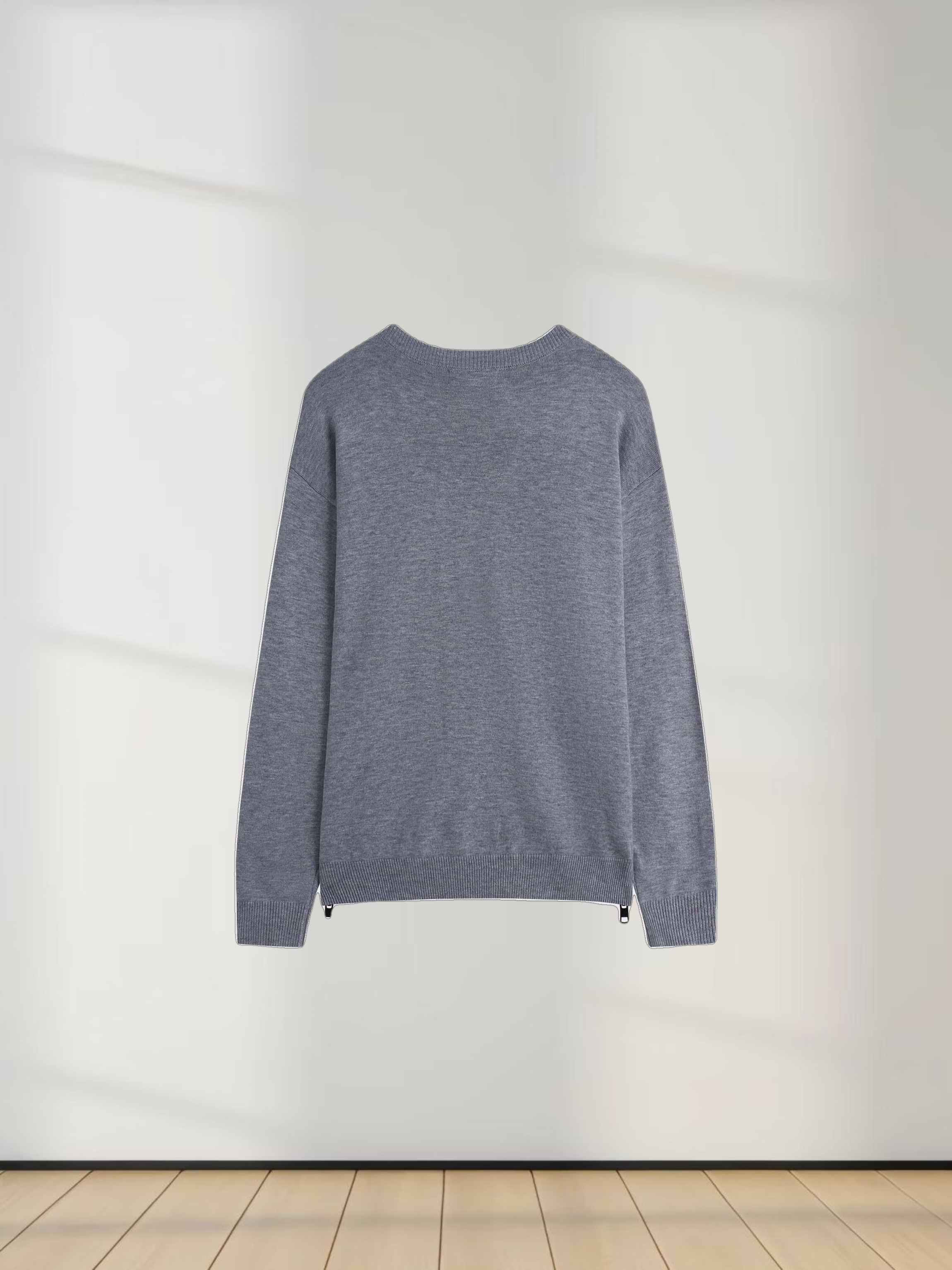 Side Zipper Sweater-Grey