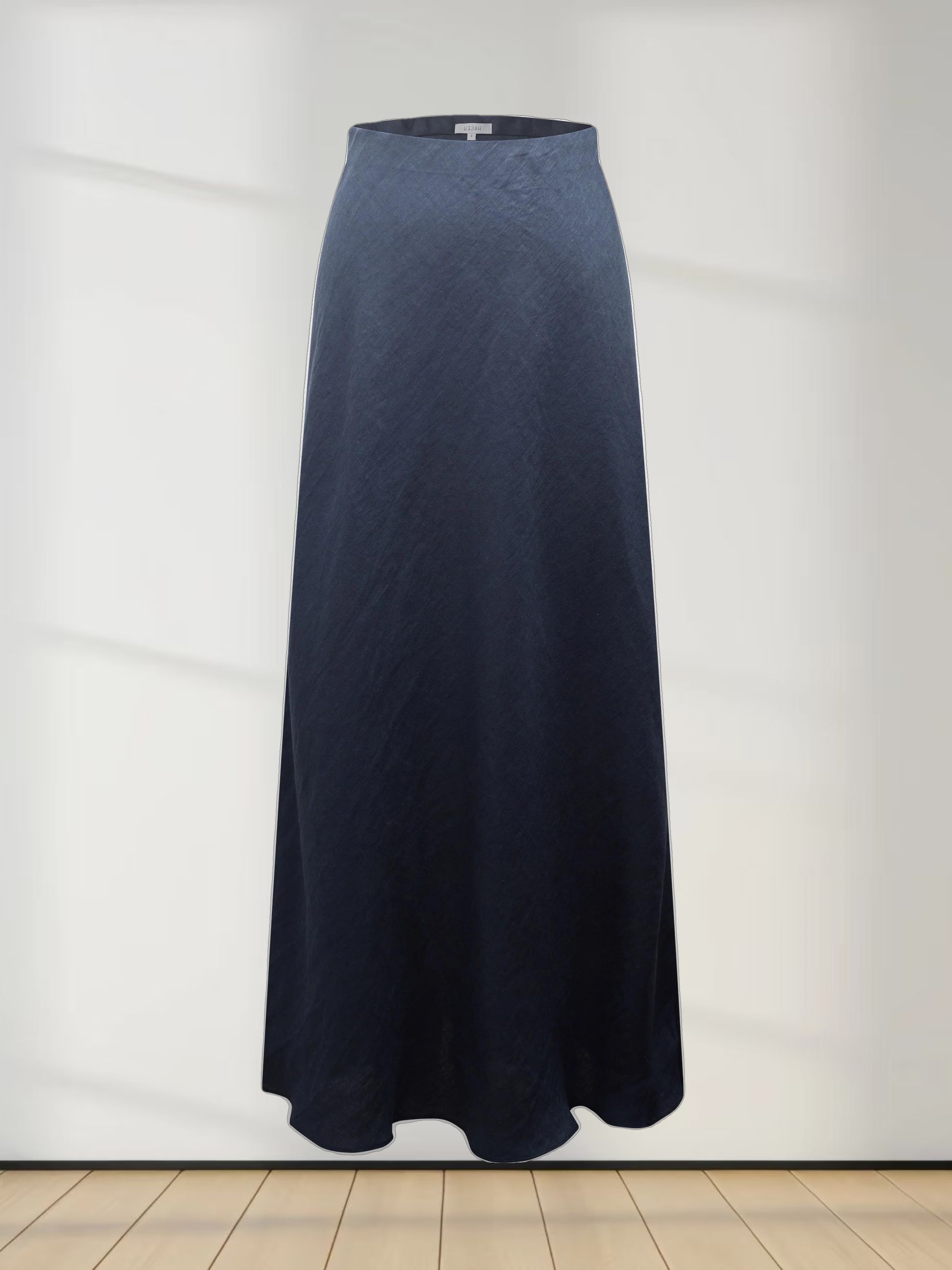 Linen Slip Skirt-Navy