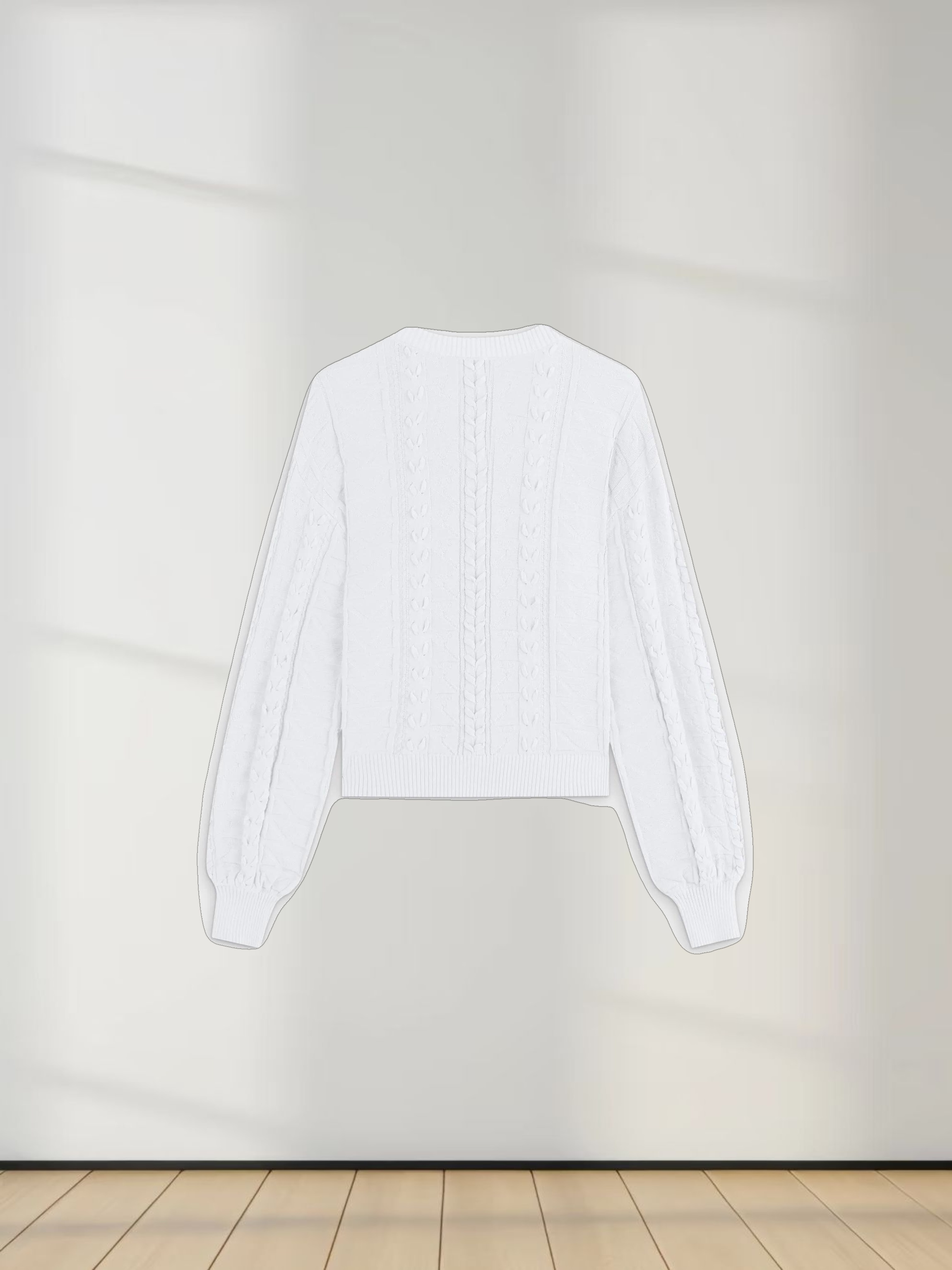 Cross Stitch Sweater-White