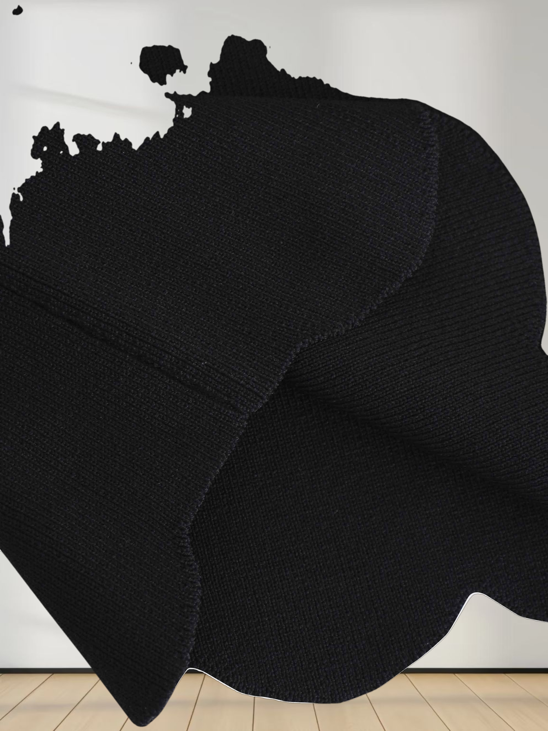 Scallop Edge Crew Cardigan-Black