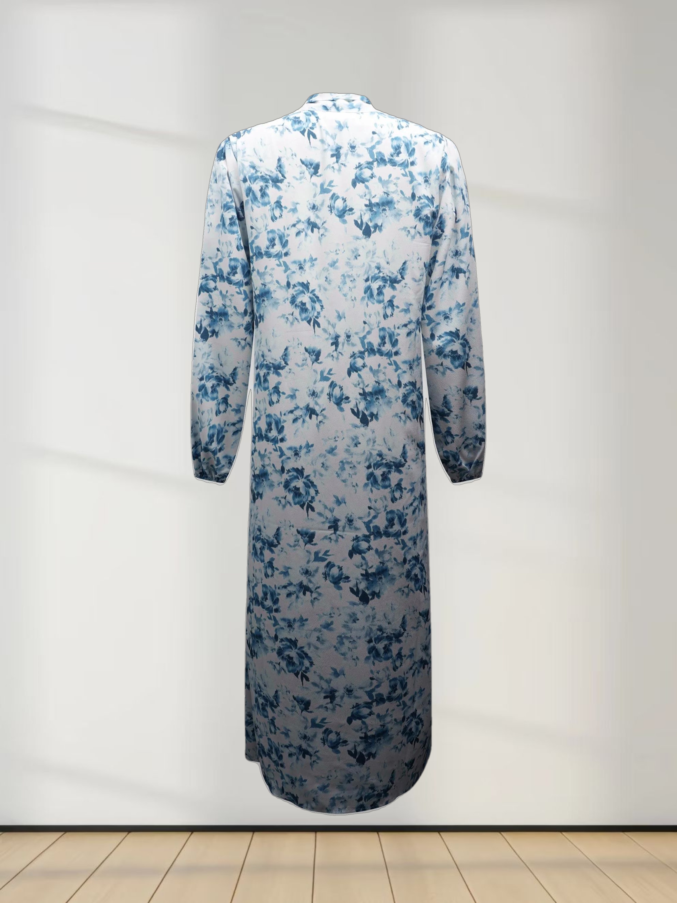 Tie Front Shirtdress-Light Blue Floral