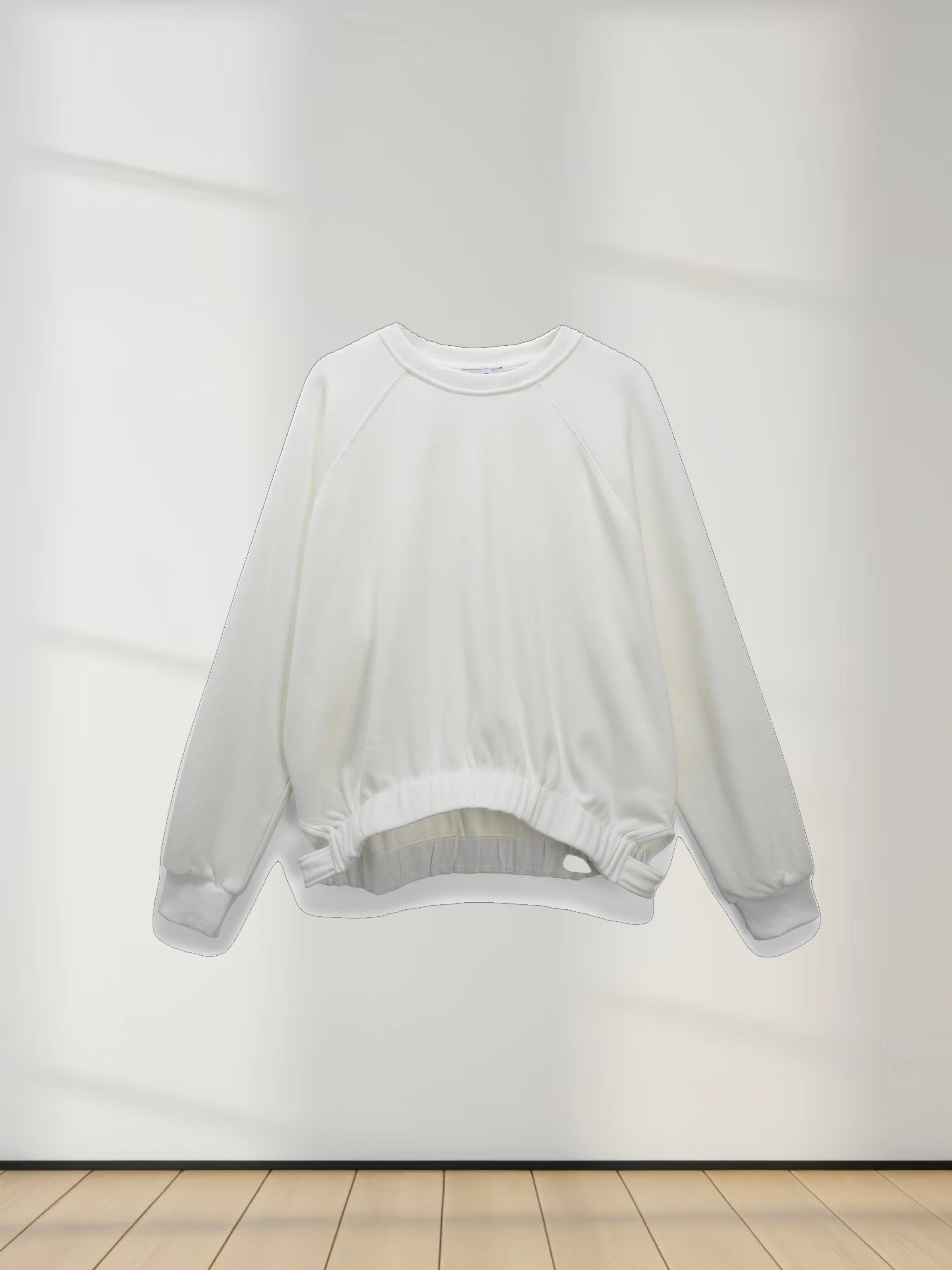Side Strap Dolman Sweatshirt-Cream