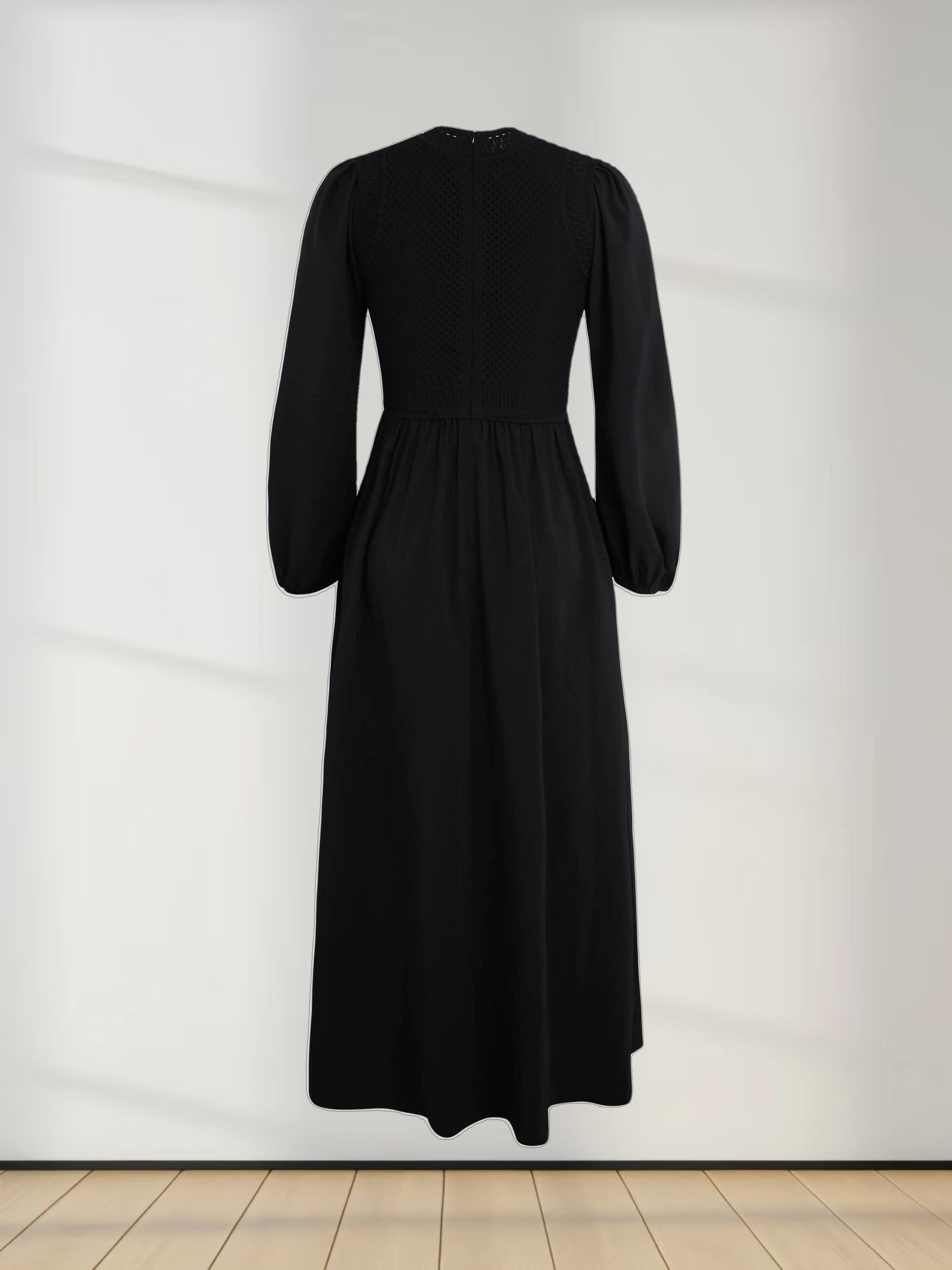 Crochet Top Dress-Black