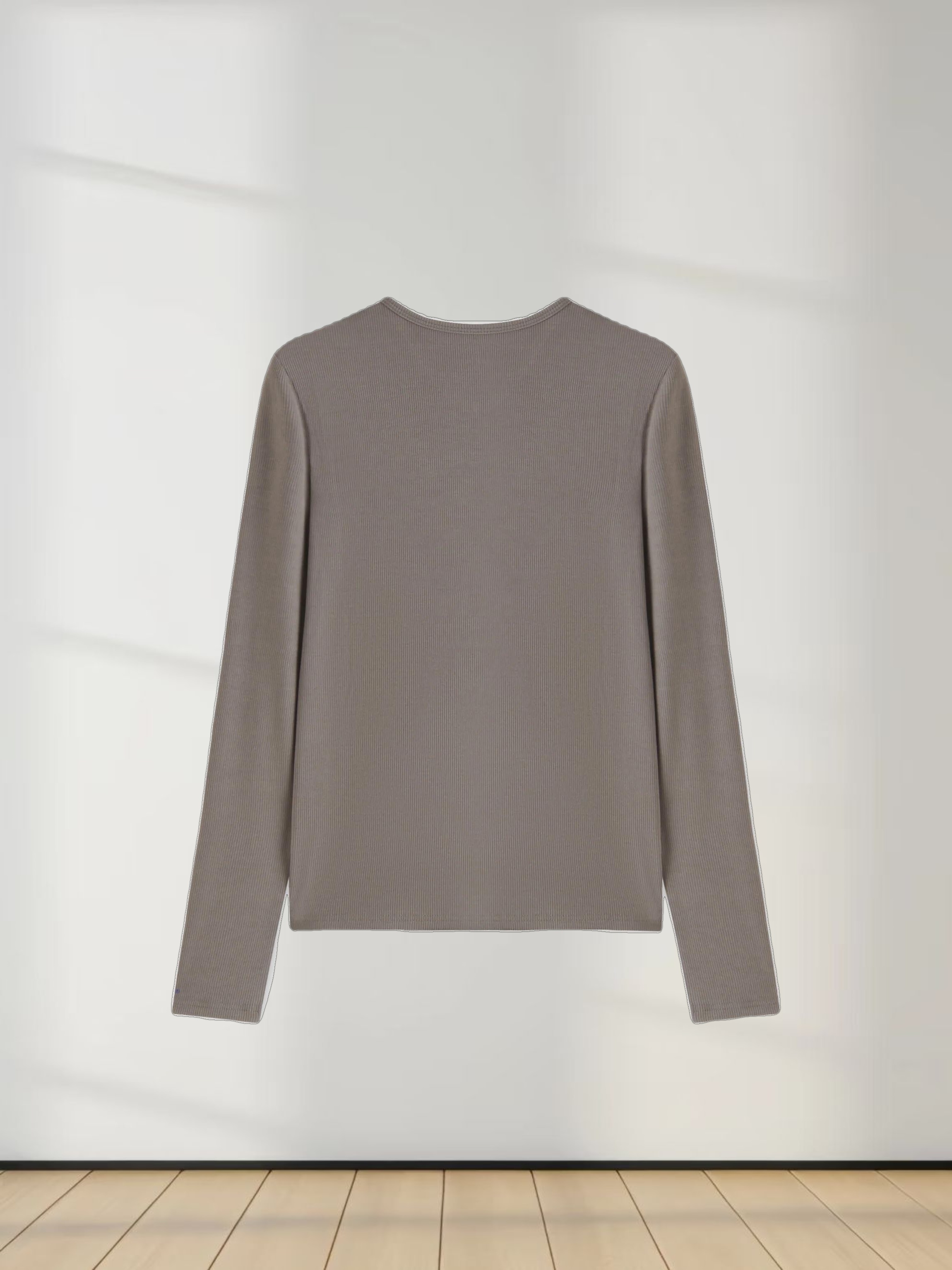 High V Ribbed Tee LS-Olive