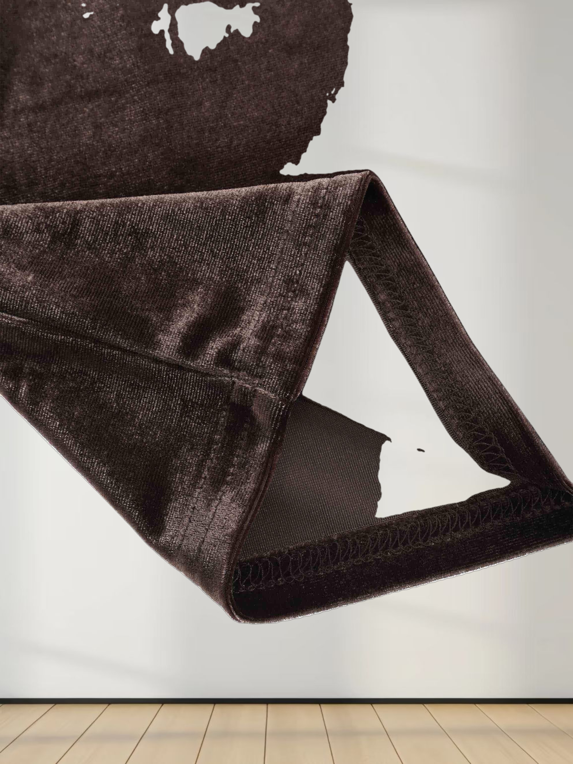 Velour Button Down Crew Cardigan-Brown